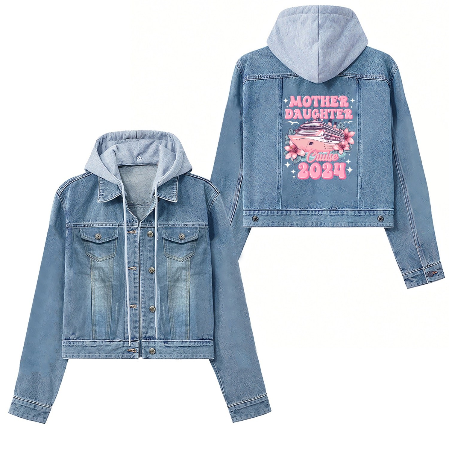 Mother Daughter Trip 2024 Cruise Vacation Mom Matc Women's Denim Jackets