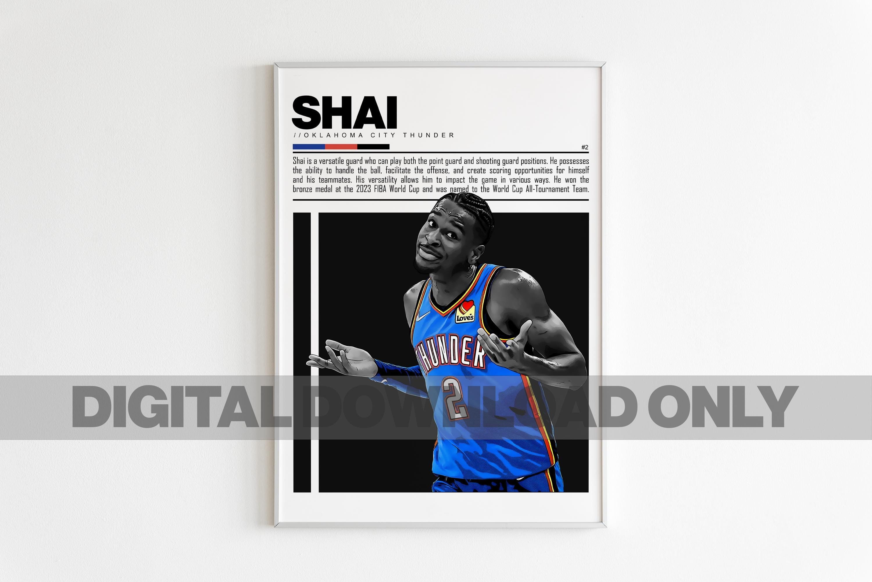 Shai Gilgeous-Alexander Poster for Sports Fan Wall Art for Basketball Fans Modern Sports Decor for Bedroom & Office Wall Art