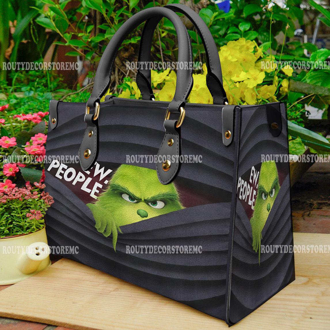 funny character Leather Handbag,funny character Christmas Lovers Handbag,Leather Bag,Christmas Bag, Halloween Gift, Christmas Gift