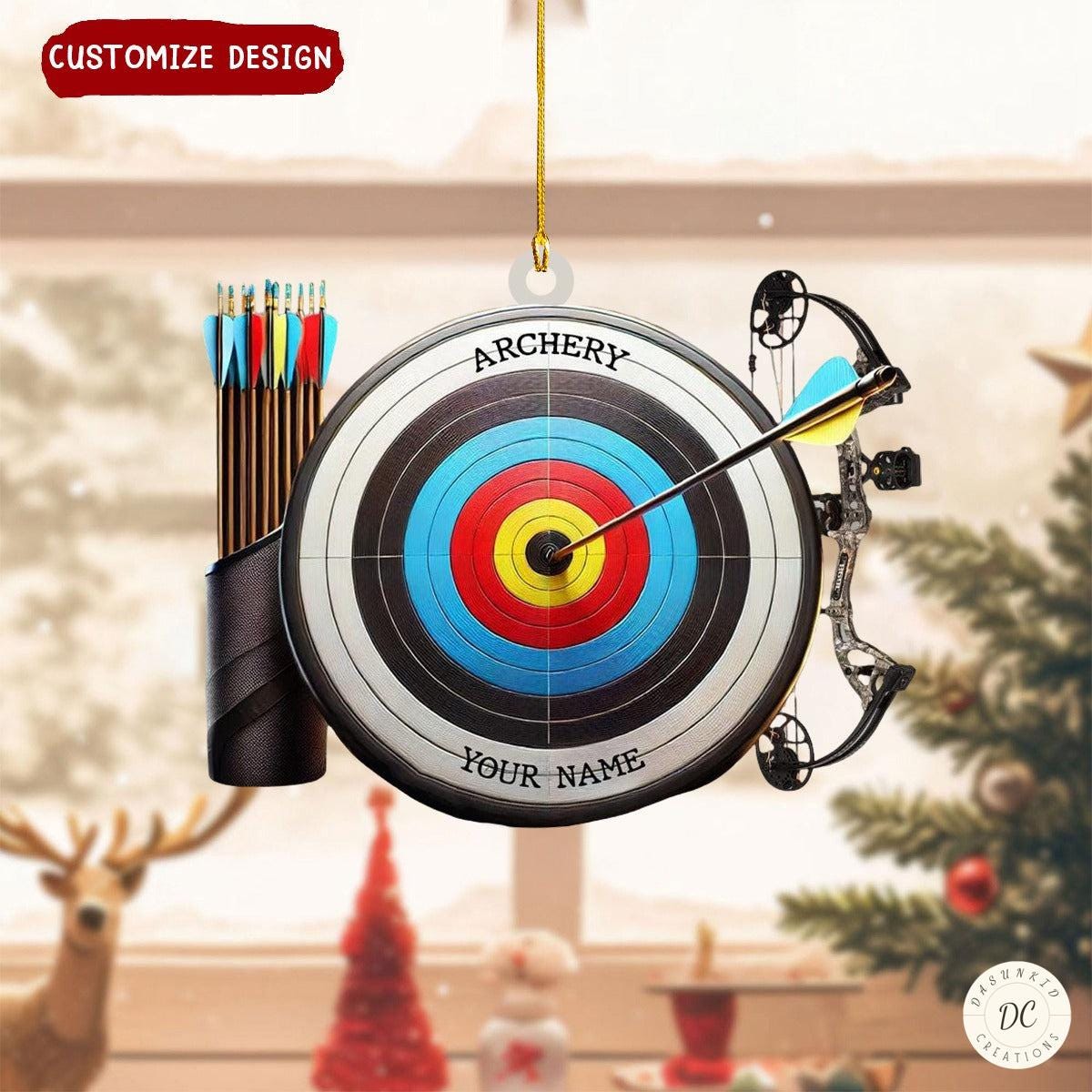 Personalized Archery Target Shaped Ornament, Archery Lover Gift, Archery Target Christmas Ornament, Custom Archery Target Acrylic Ornament