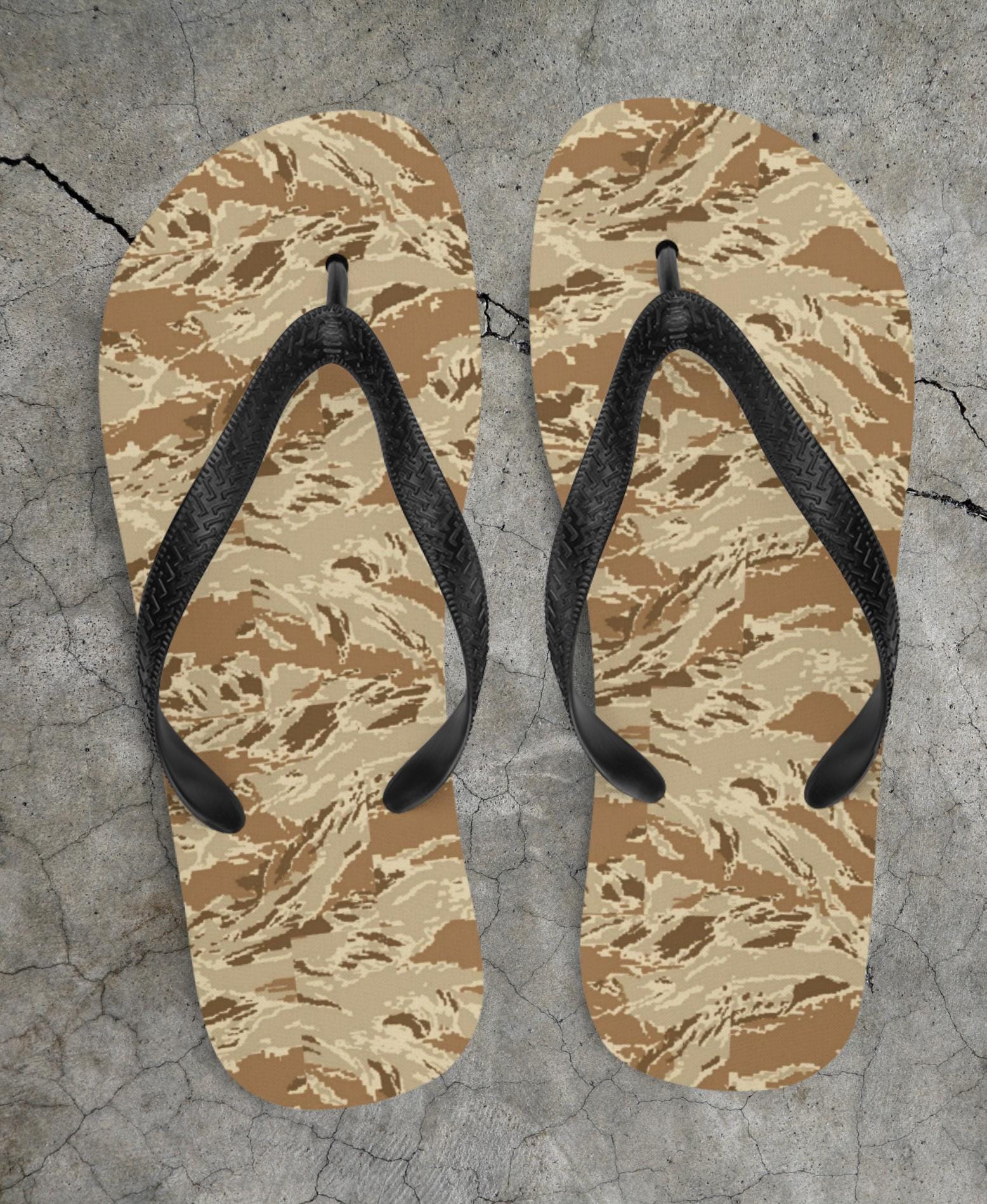 Beach Sandals | Flip Flops | Summer Sandals | Pool Sandals | Unisex Sandals | Tiger Camouflage | Beach Flip Flops | Pool Flip Flops |