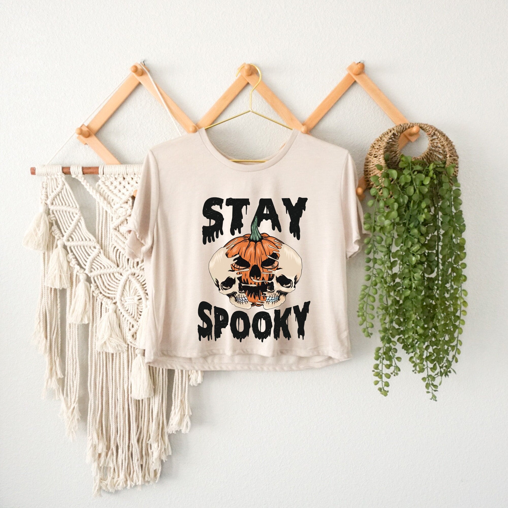 Stay Spooky Women's Crop Top, Halloween Witch Girl Top, Scary Season Party Top