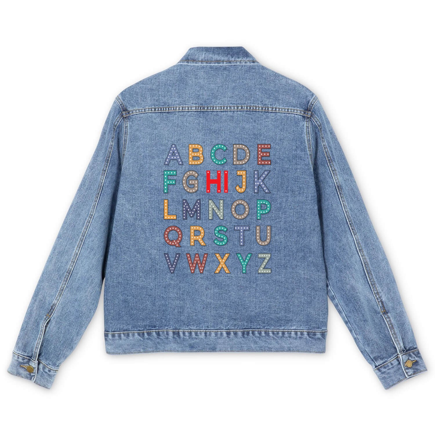ABCD Alphabet Men's Denim Jackets – Fun Learning Men's Denim Jackets Preschool