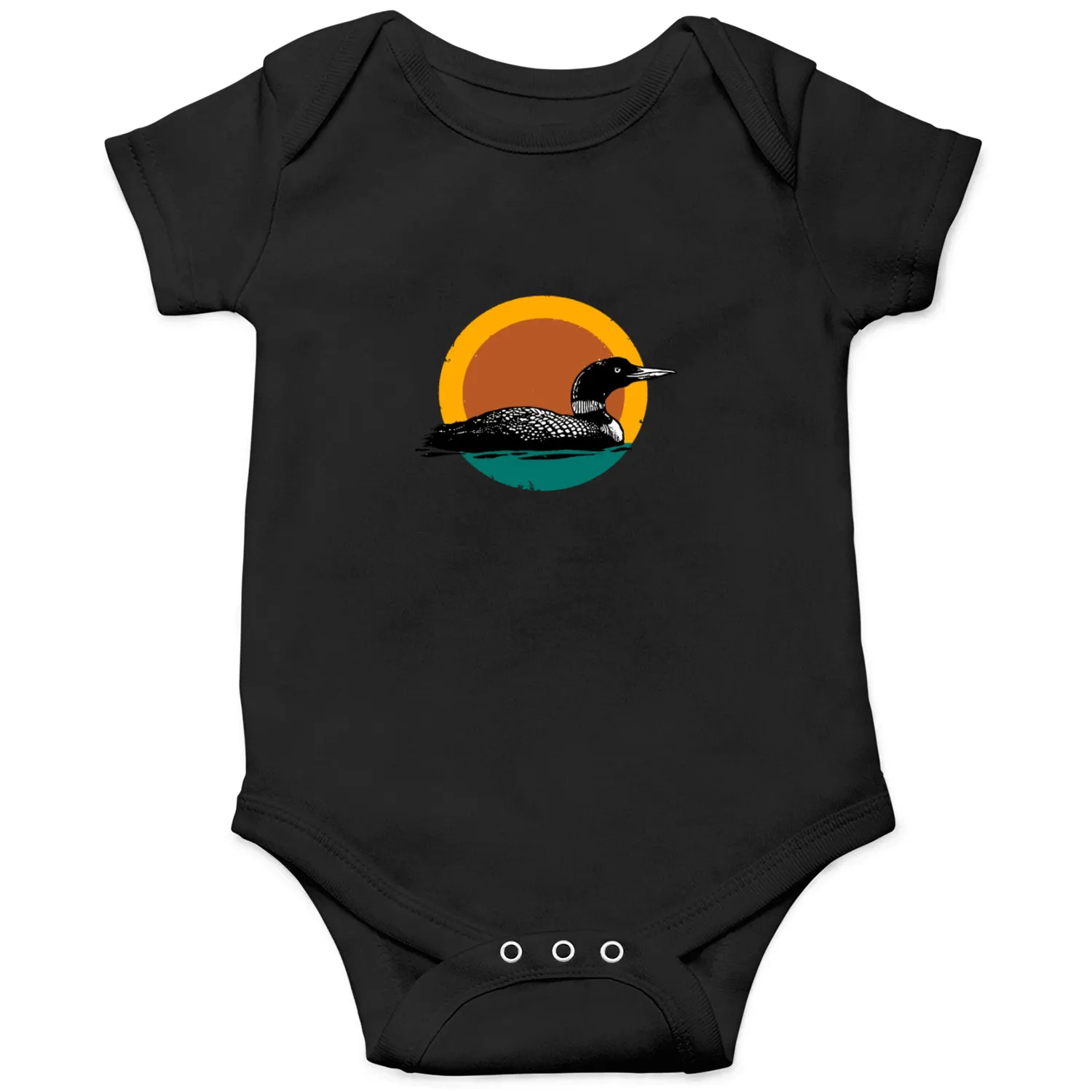 Loon Sunset Faded Look with Retro Colors Onesies