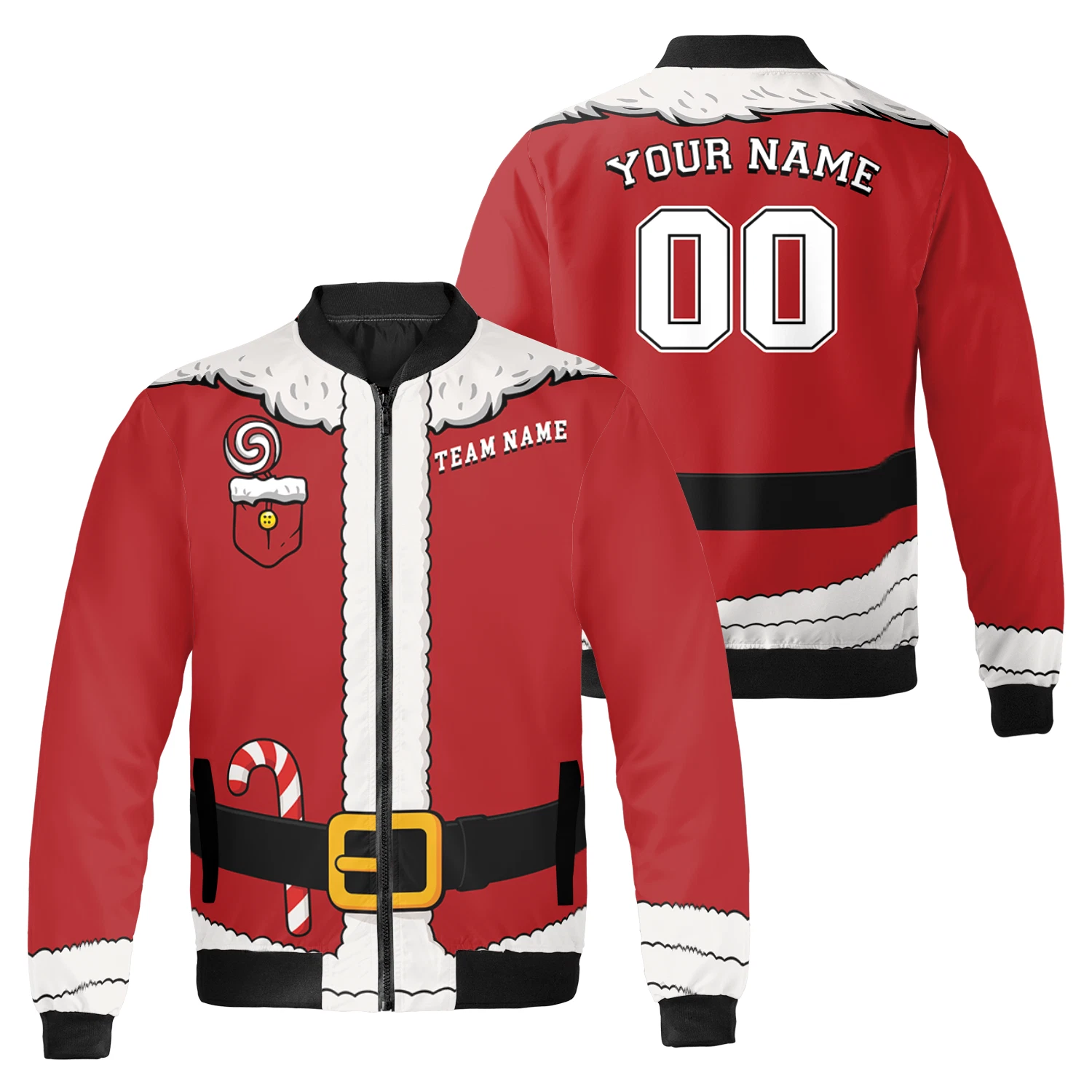 Personalized Santa Claus Cosplay Costume Chirstmas Gift Holiday Bomber Jacket