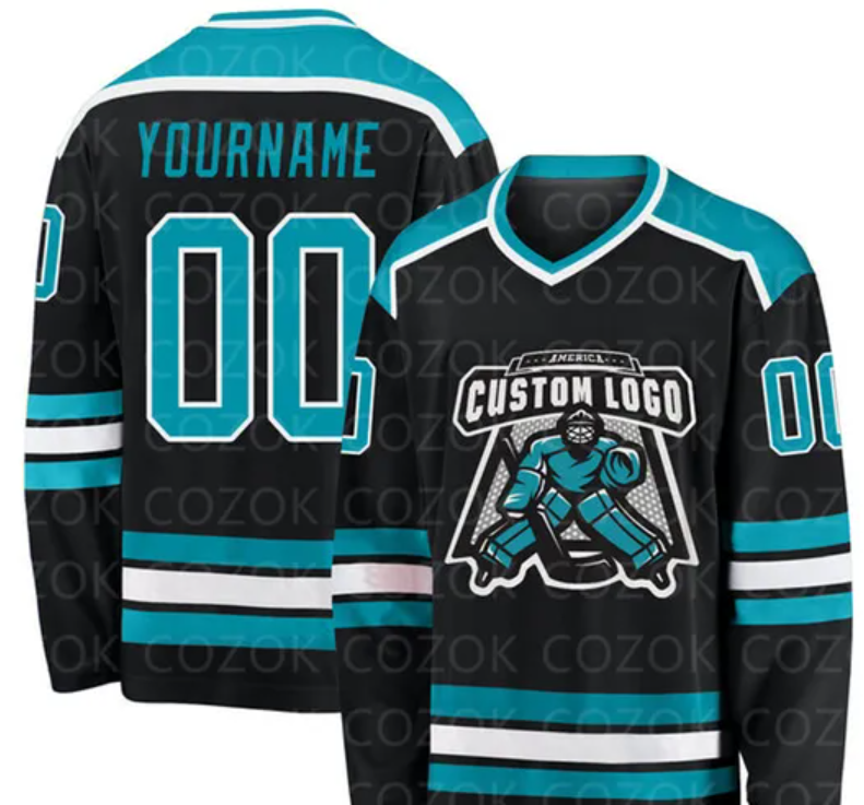 Black Blue Custom Hockey 3D Print You Name Number Men Women Ice Hockey Jersey Competition Training Jerseys