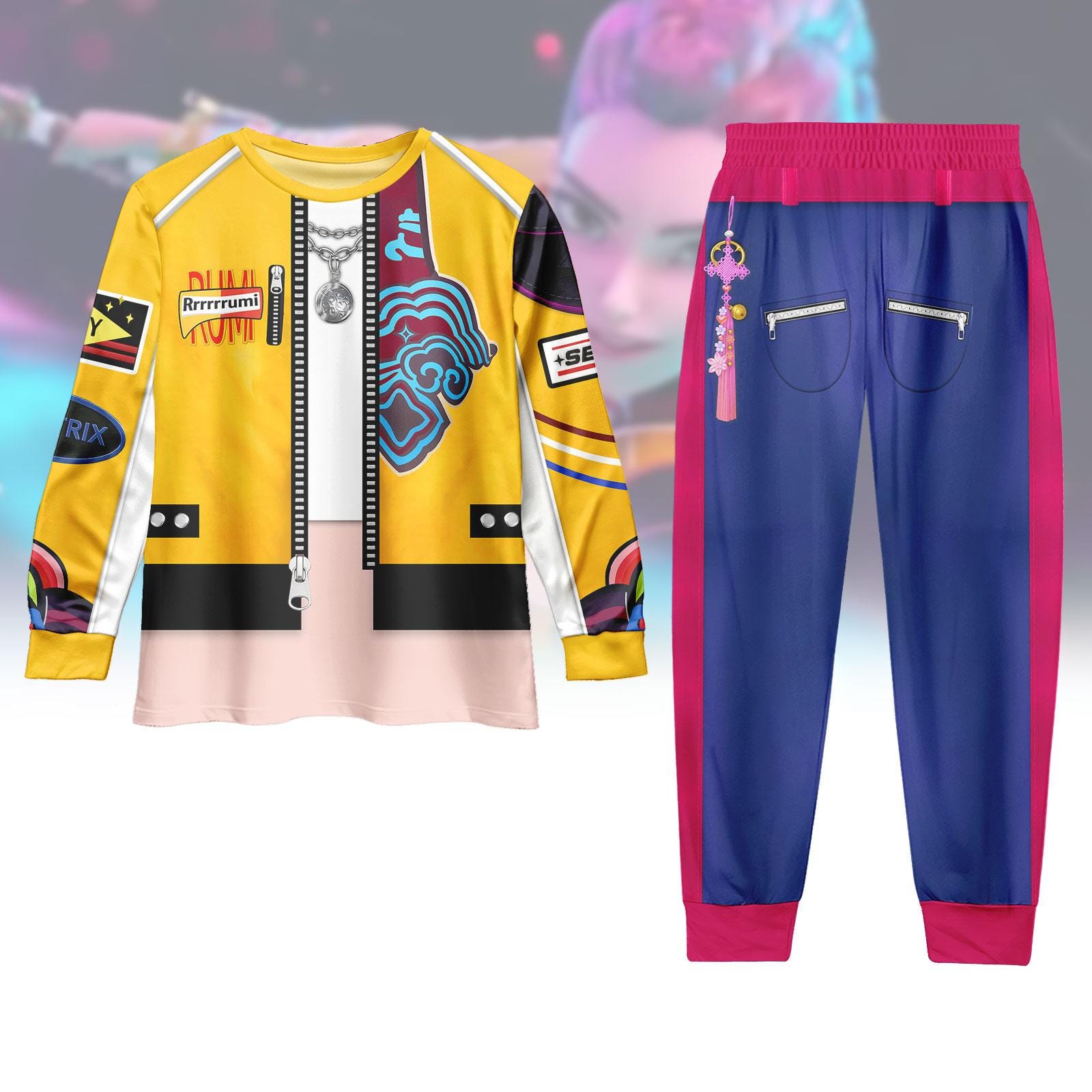 Rumi Cosplay Costume Pajamas Set, Rumi Matching Pajamas, Movie Long Sleeve Pjs, Christmas Gift