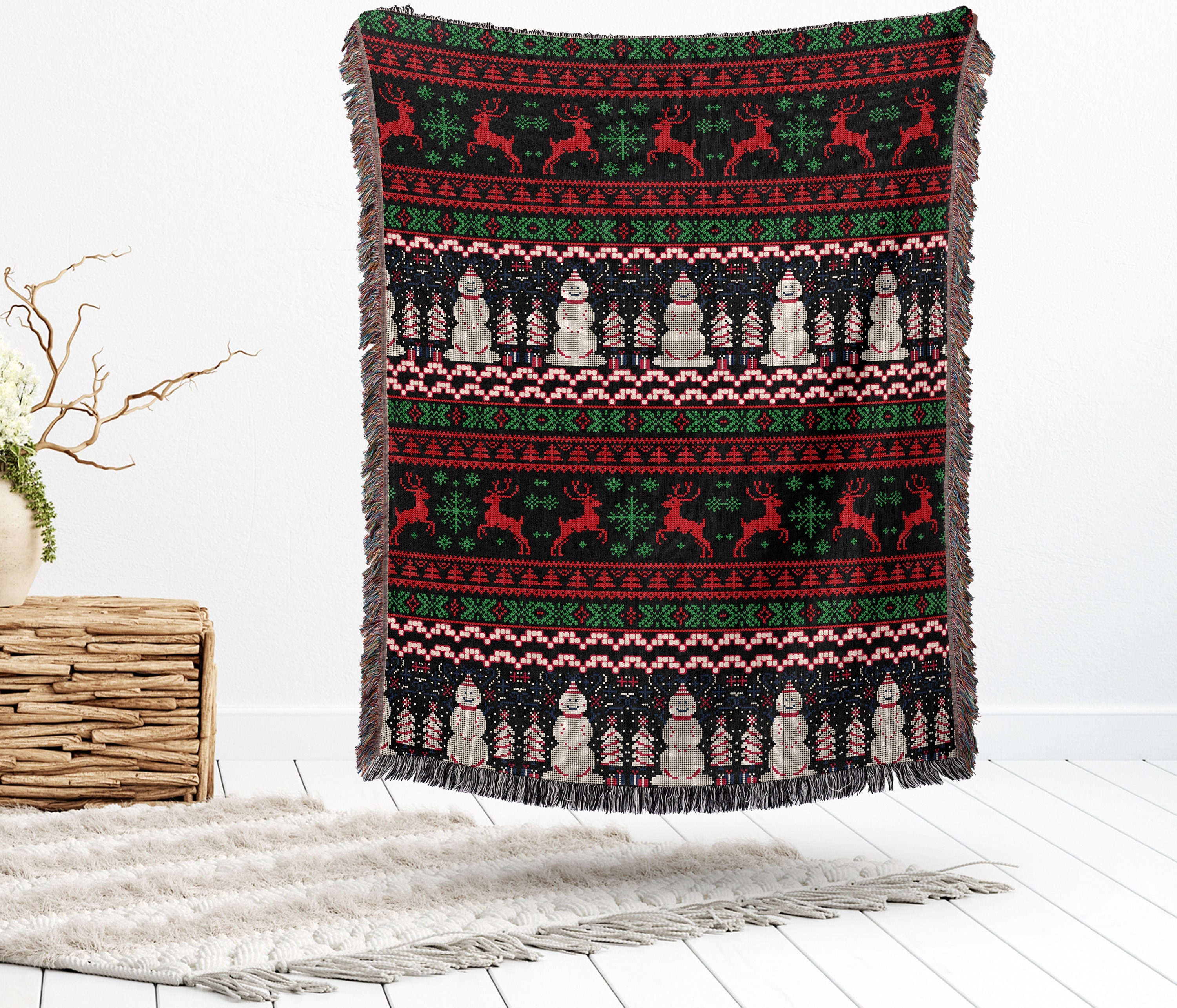 Ugly Christmas Blanket Cotton Throw for Christmas Sweatshirt Blanket Throw Woven Blanket for Christmas sweater blanket holiday gift xmas