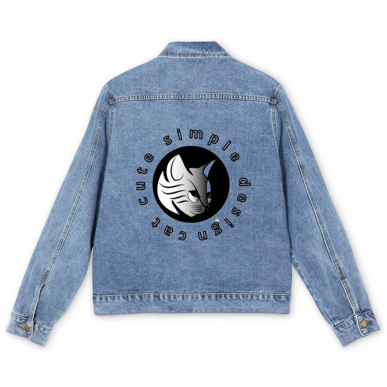 cat cute simple design Men's Denim Jackets