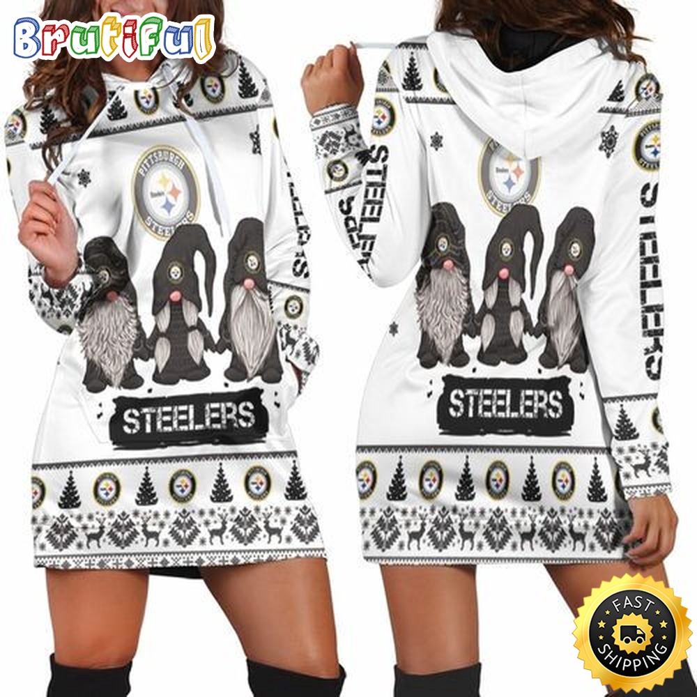 football Pittsburgh Steeler Hoodie Dress Gnomes All Over Print Hoodie Women