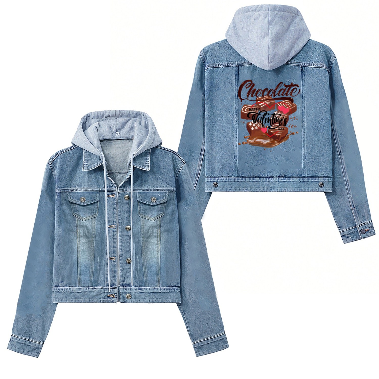 Cute Valentine Chocolate, Happy Valentine Day 2023 Women's Denim Jackets