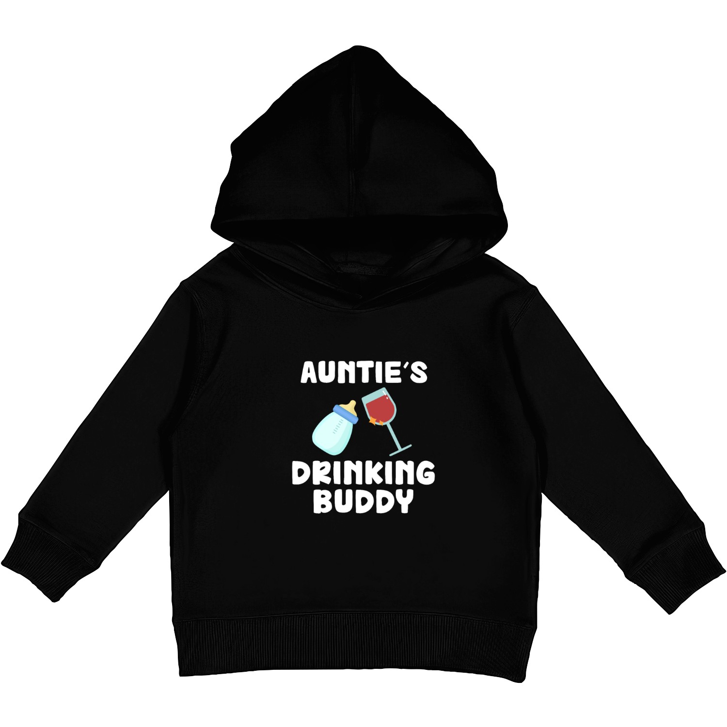 Auntie's Drinking Buddy Baby Humor Kids Pullover Hoodies