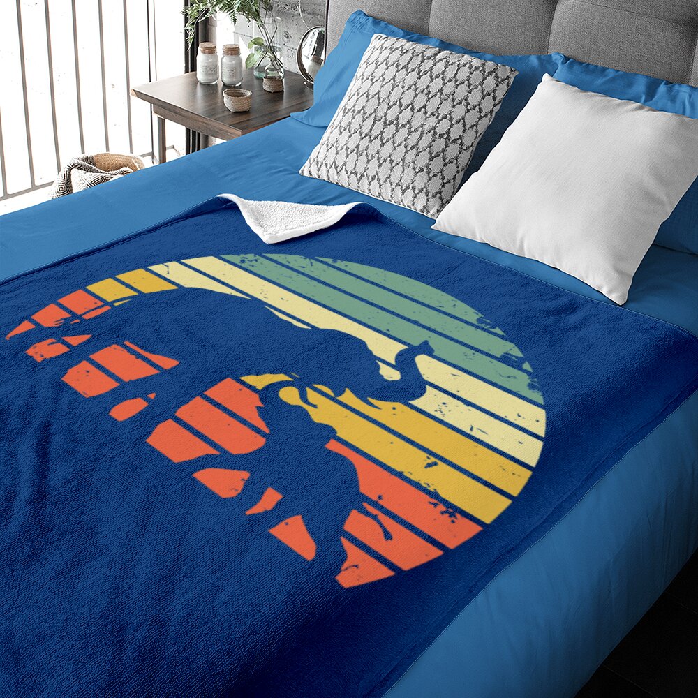 Vintage Elephant Baby Blanket Retro Sunset Colors Silhouette Baby Blanket