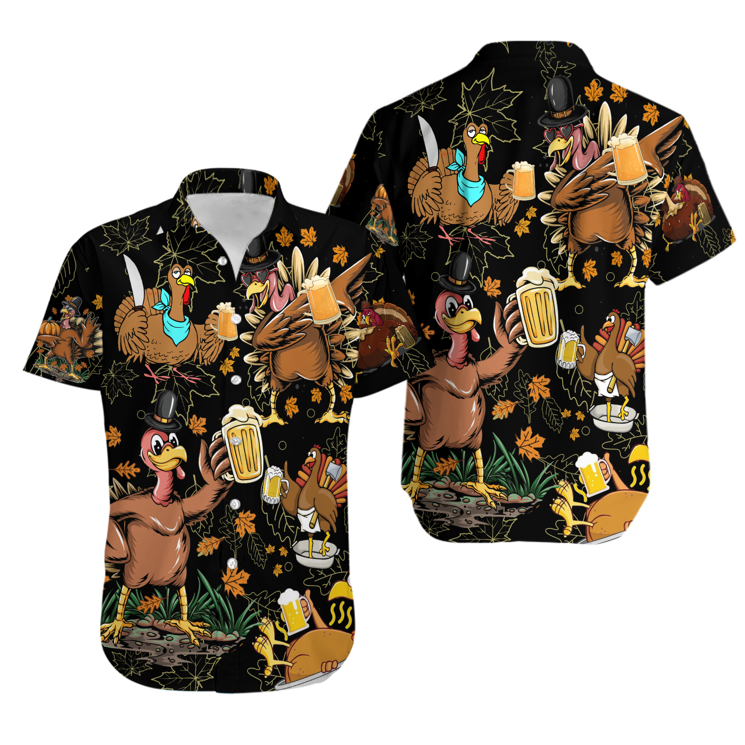 Drunk Turkey Thanksgiving Day Drinking Beer Hawaiian Shirt