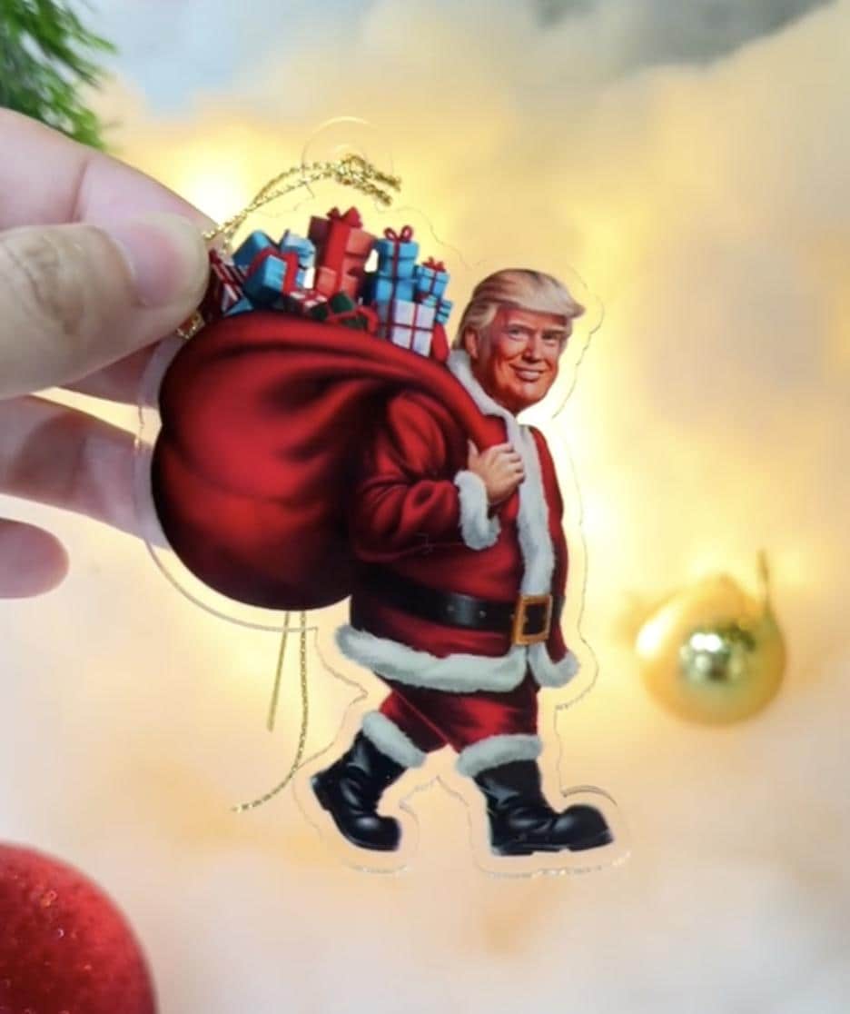Santa Fav Trump President Ornament, MAGA Santa Trump ornament, Christmas Tree Decor, 2D Flat Ornament, Acrylic Material