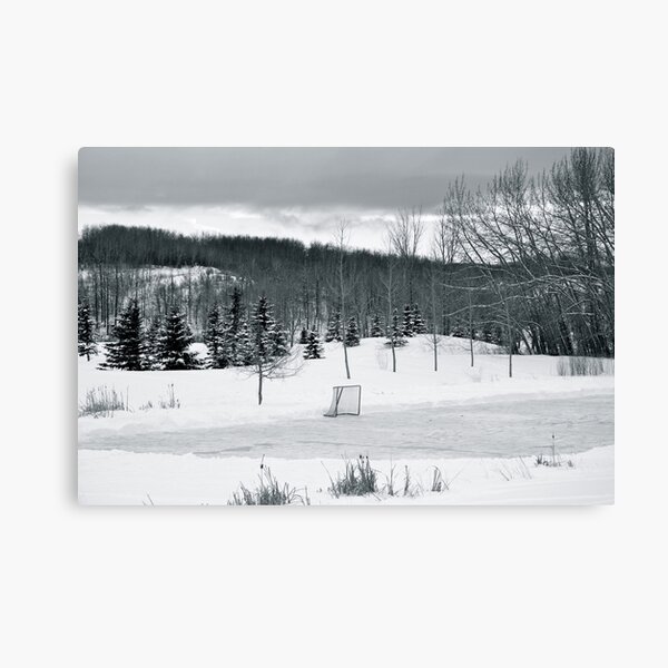 Black and White Pond Hockey Canvas