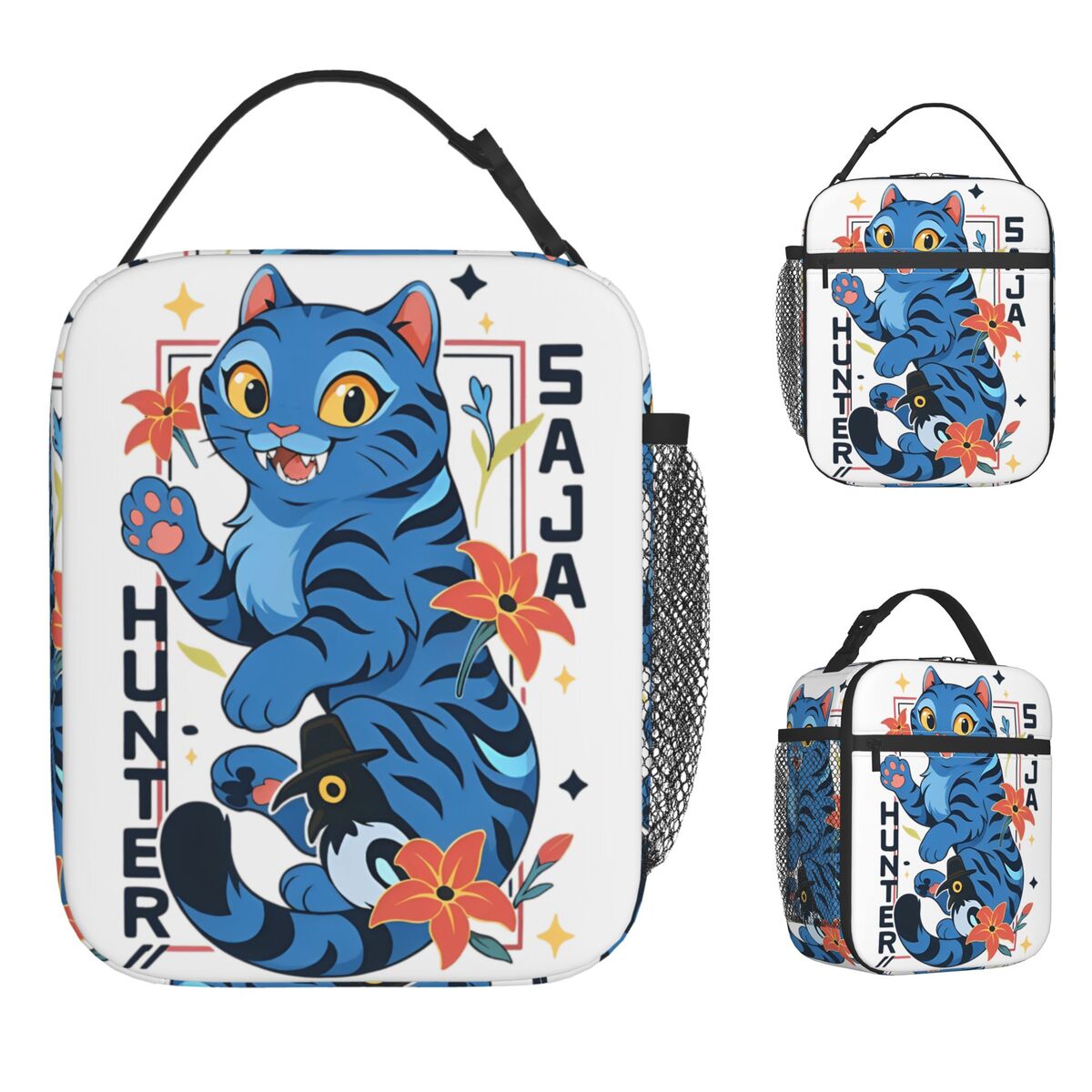 Derpy the Tiger and Bird Kids Lunch Bag Casual Oxford Thermal Cooler Box