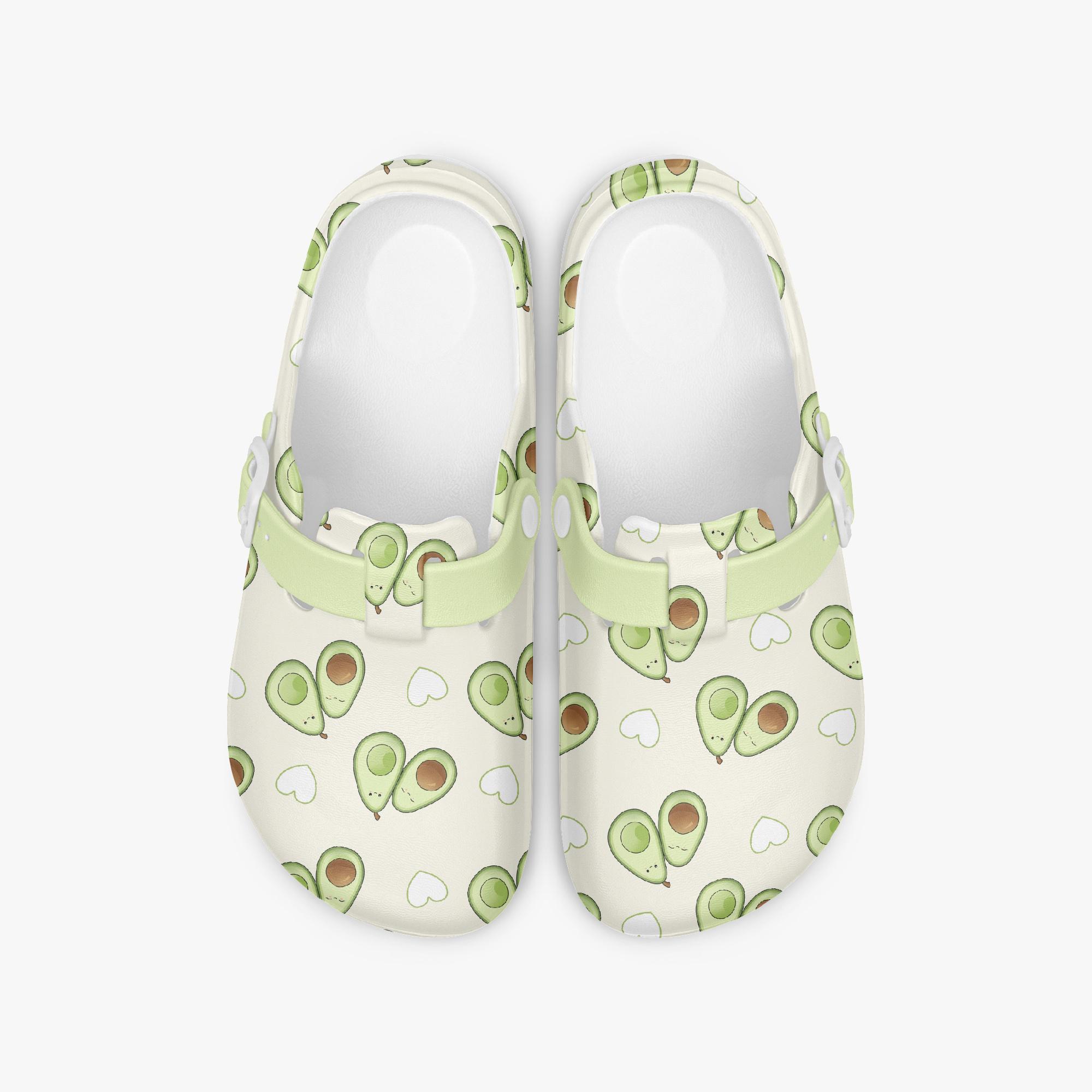 Kawaii Avocado Clogs for Women, Nurse Work Mules, Summer Slip-On Shoes
