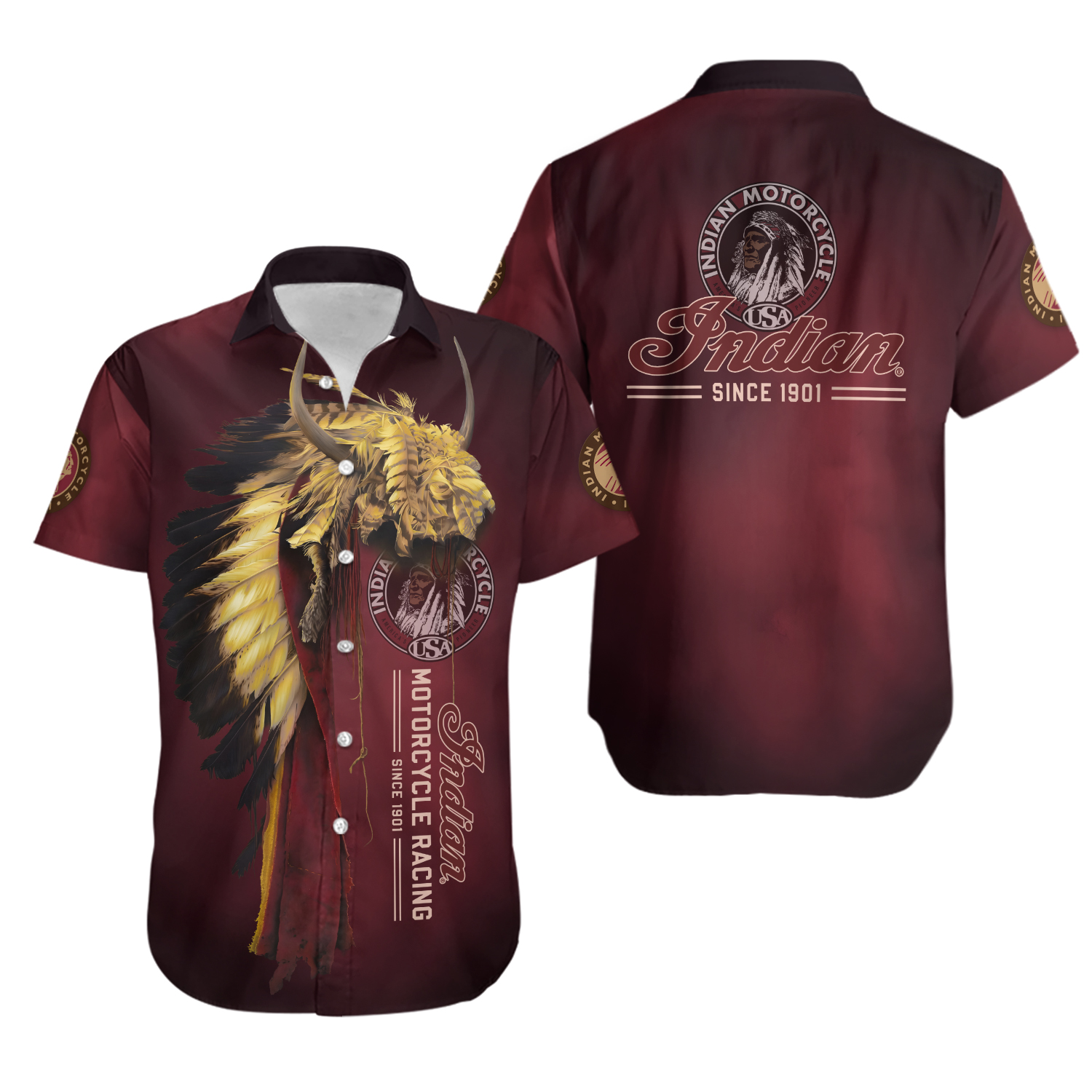 Motorcycle Indian Hawaiian Shirt, Casual Shirt For Men