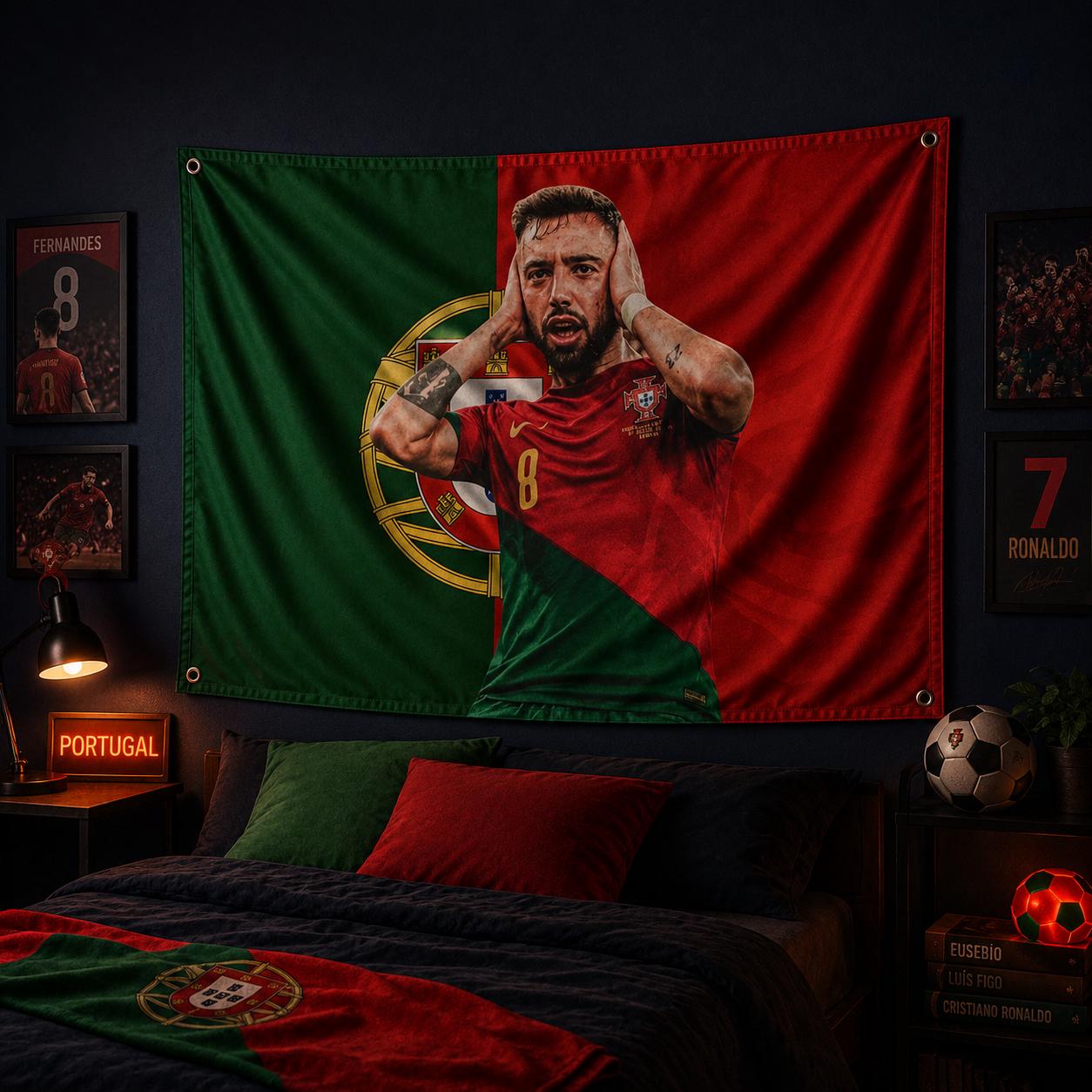 Bruno Fernandes Portugal Flag, Bruno Fernandes Wall Flag, Portugal Soccer Tapestry, Portugal Football Flag, World Cup Fan Decor