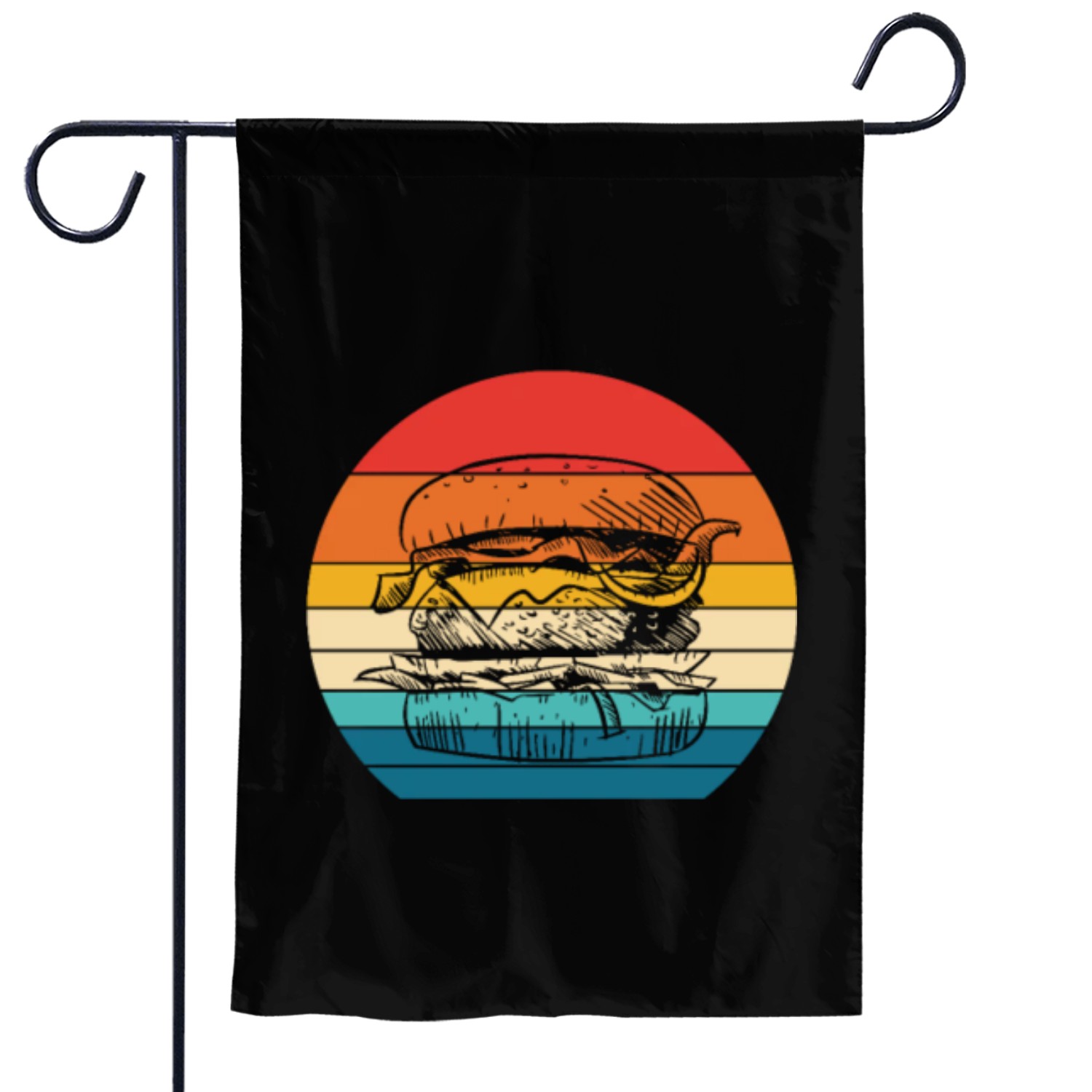 Burger Retro Vintage Garden Flags
