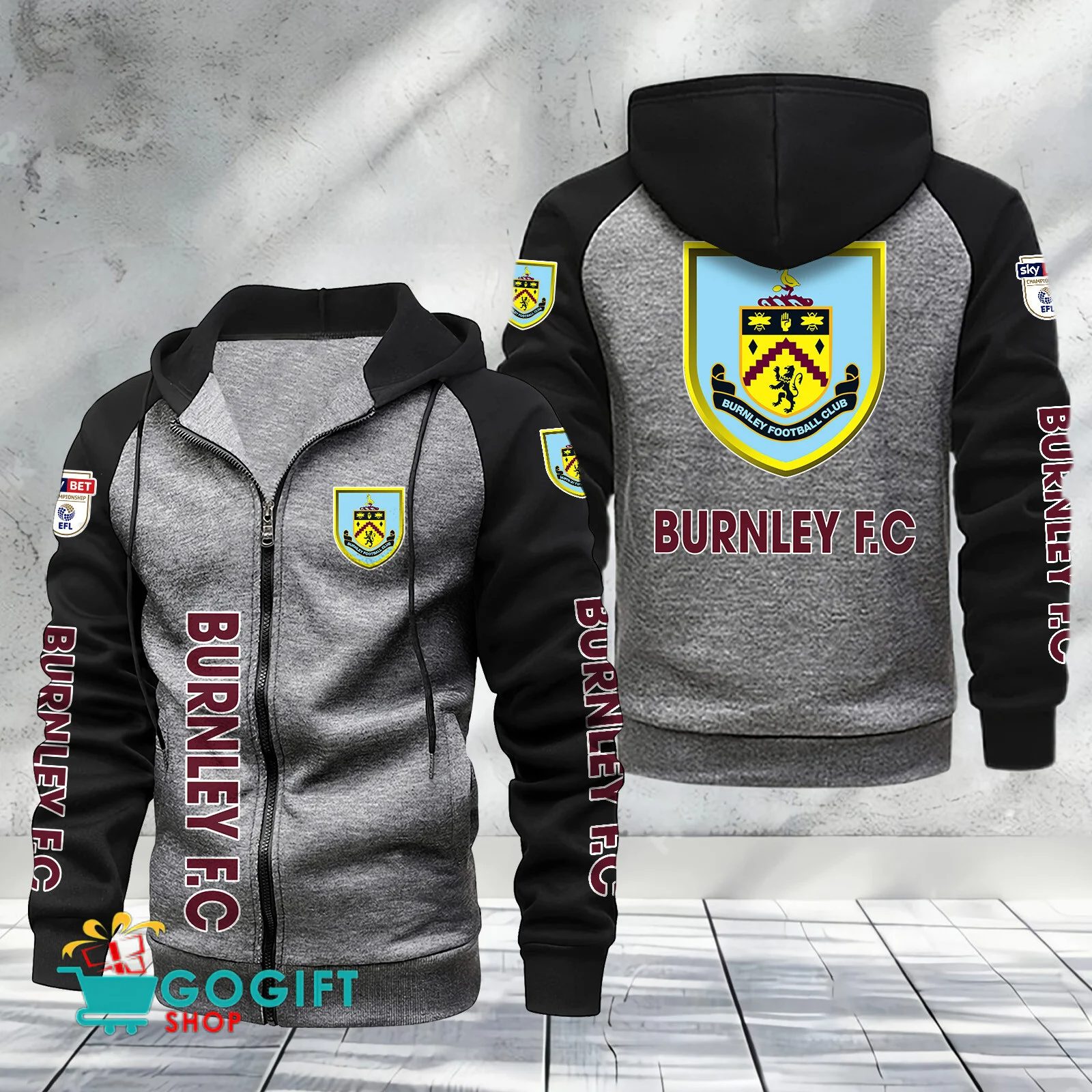 Burnley FC Sporty Style Raglan Zipper Hoodie