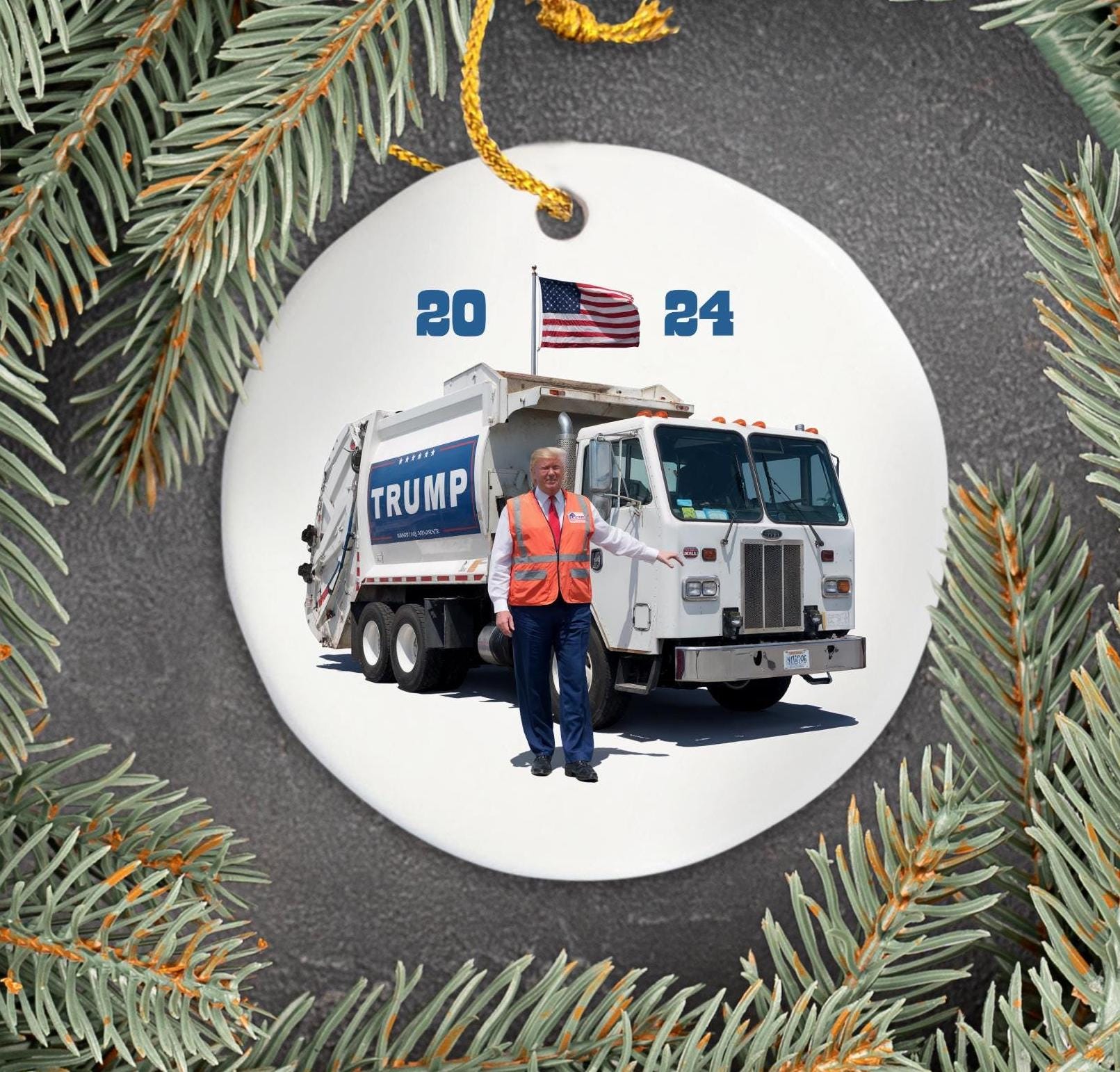 Trump 2024 Garbage Truck Ornament, 2024 Trump Ornament, Trump Garbage Truck, Trump Supporters Garbage