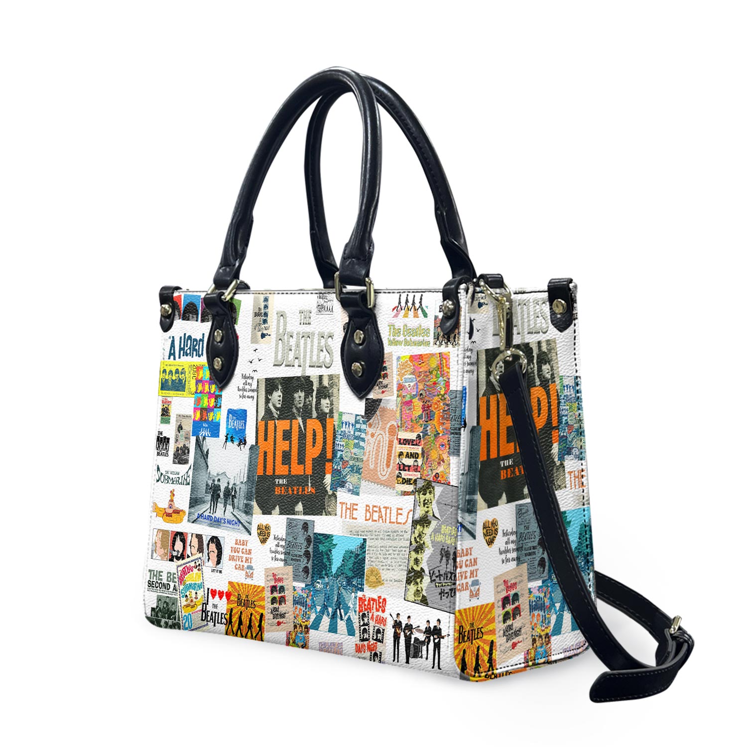 The Beatles Music Leather Handbag, Custom Leather Bag, Rock Band Lover Handbag, Personalized Bag, Gift For Fan
