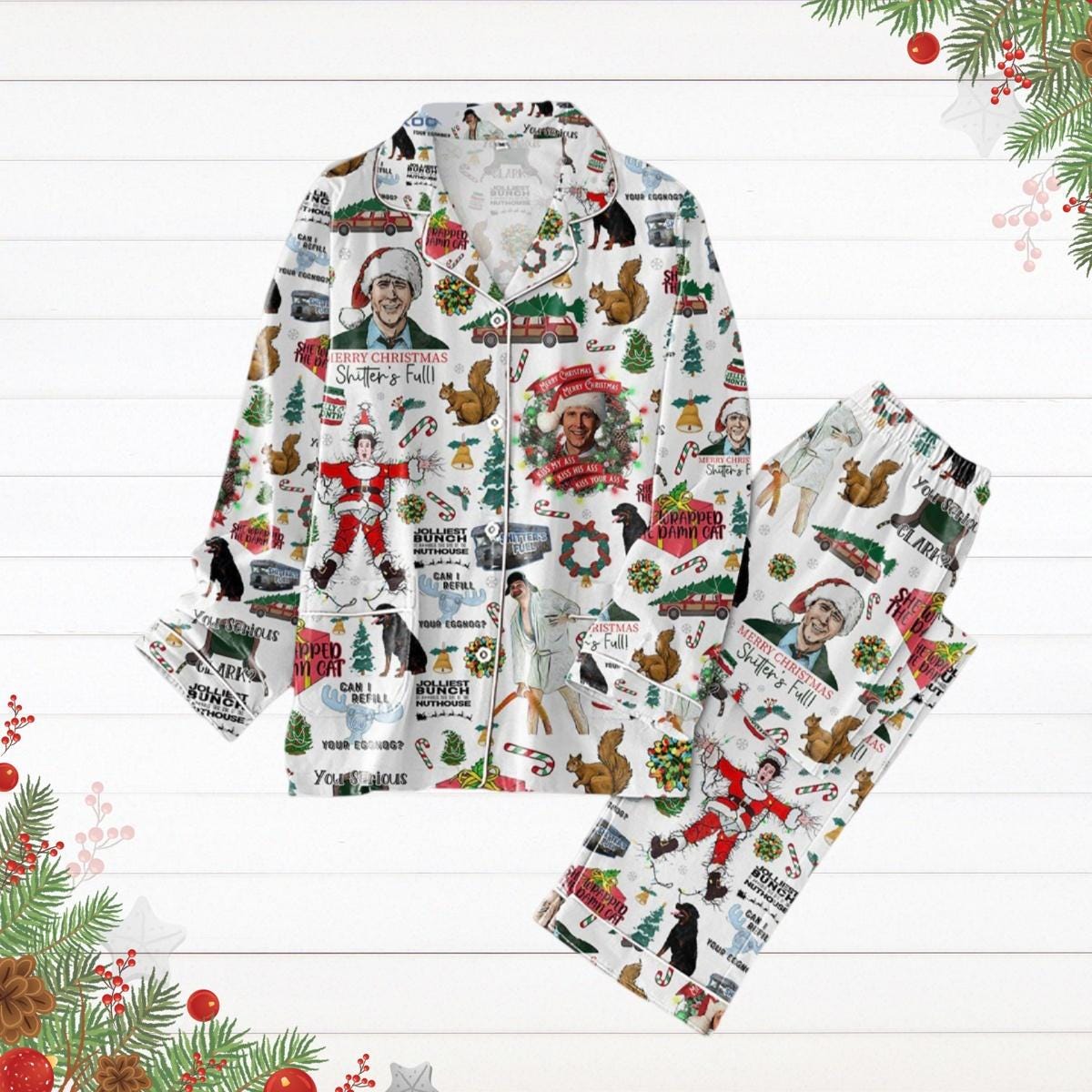 Christmas National Lampoons Pajamas Set, Clark Griswold Cousin Eddie Holiday Pajamas, Christmas Vacation Pjs, Griswold Family Pyjamas