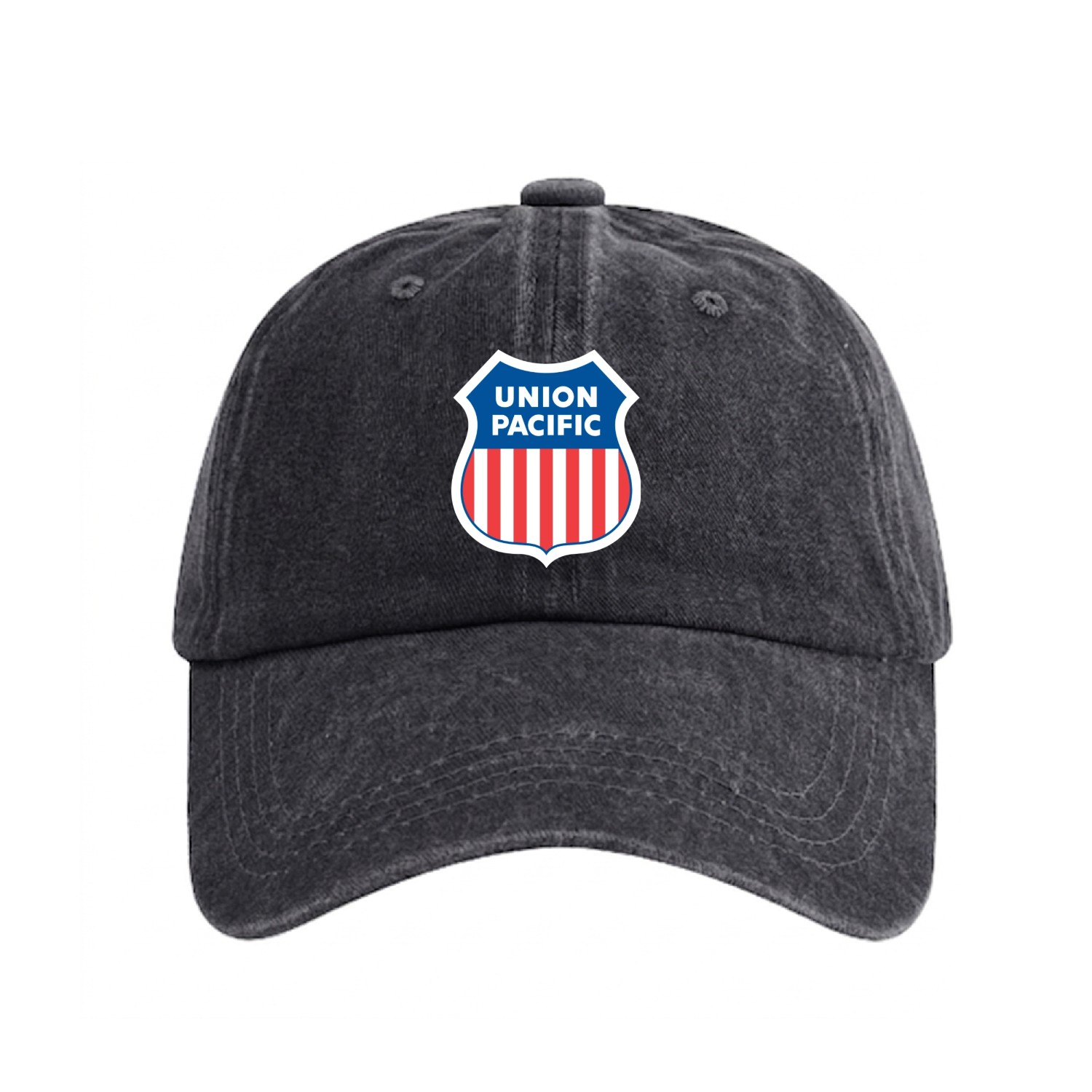 Union pacific railroad logo apparel Washed Denim Baseball Caps