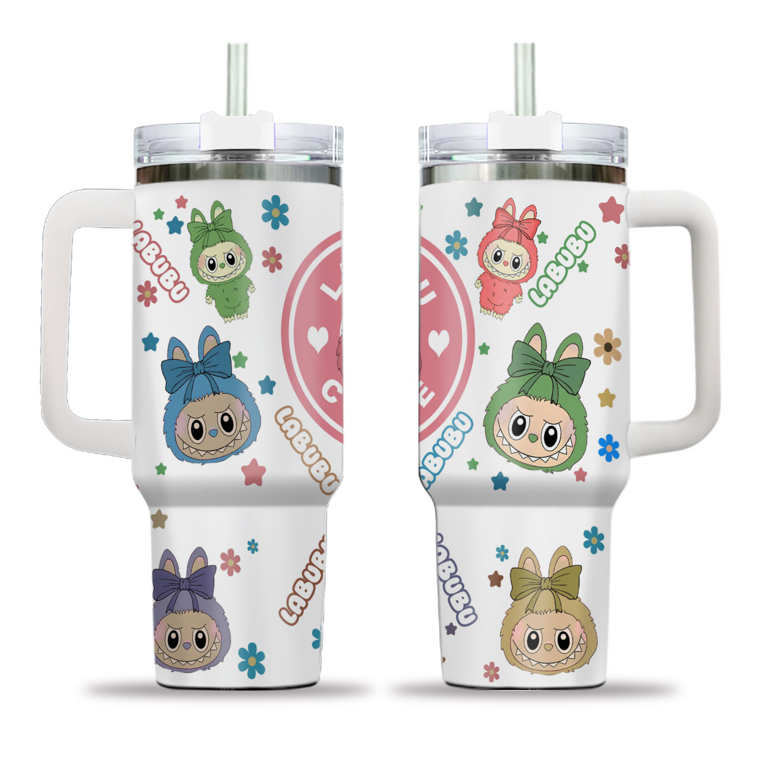 Cute Monster 40oz Tumbler with FREE Straw Topper - Perfect Gift for Her