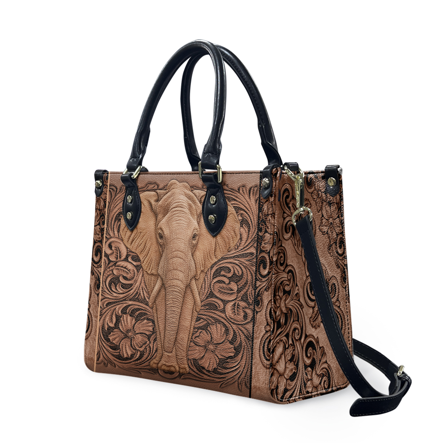 Elephant Women Leather Handbag, Travel handbag, Gift for fan, Handmade Bag, Vintage Bags, Woman Shoulder Bag, Top Handbag