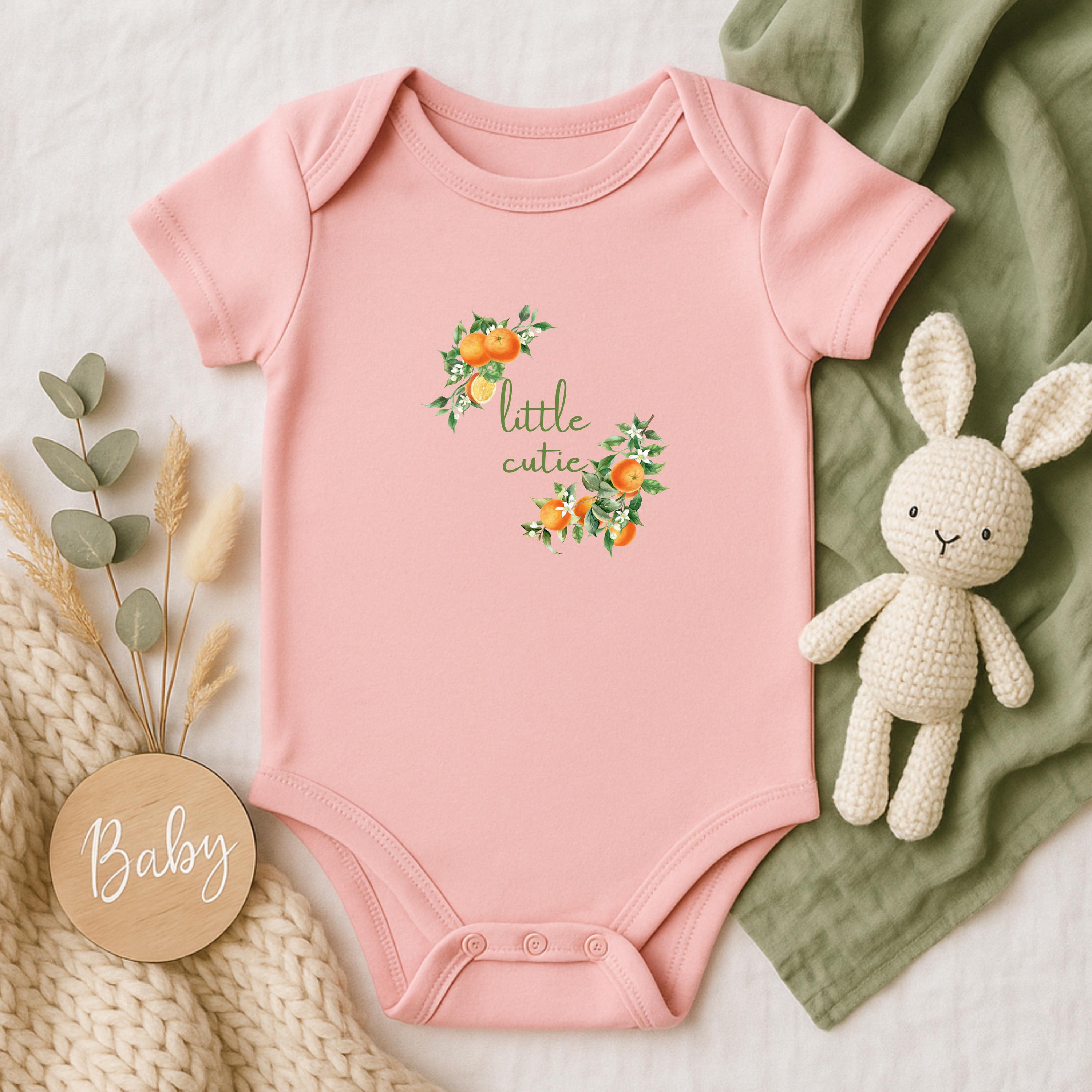 Little Cutie Baby Bodysuit Orange Watercolor Boho