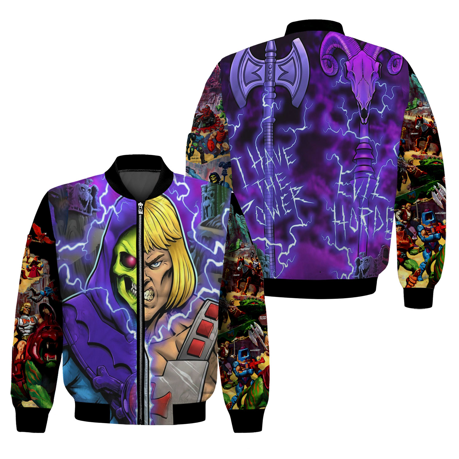 MOTU He-Man, Skeletor, Maters Of The Universe, Bomber Jacket Unisex, 1980s Cartoons