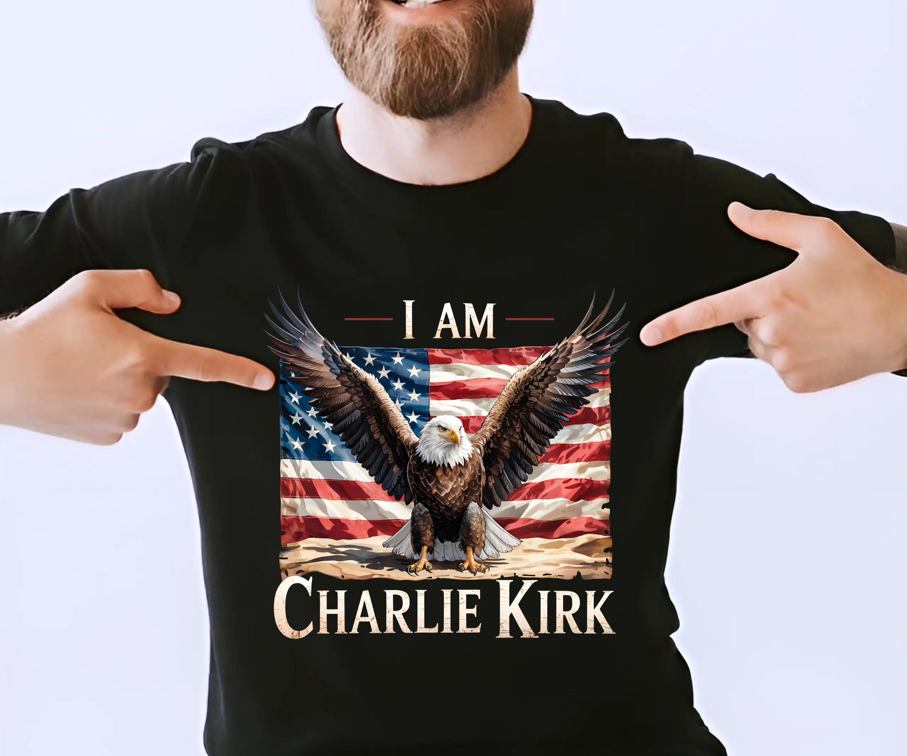 I Am Charlie Kirk Shirt, USA Freedom Bald Eagle American Flag T-Shirt
