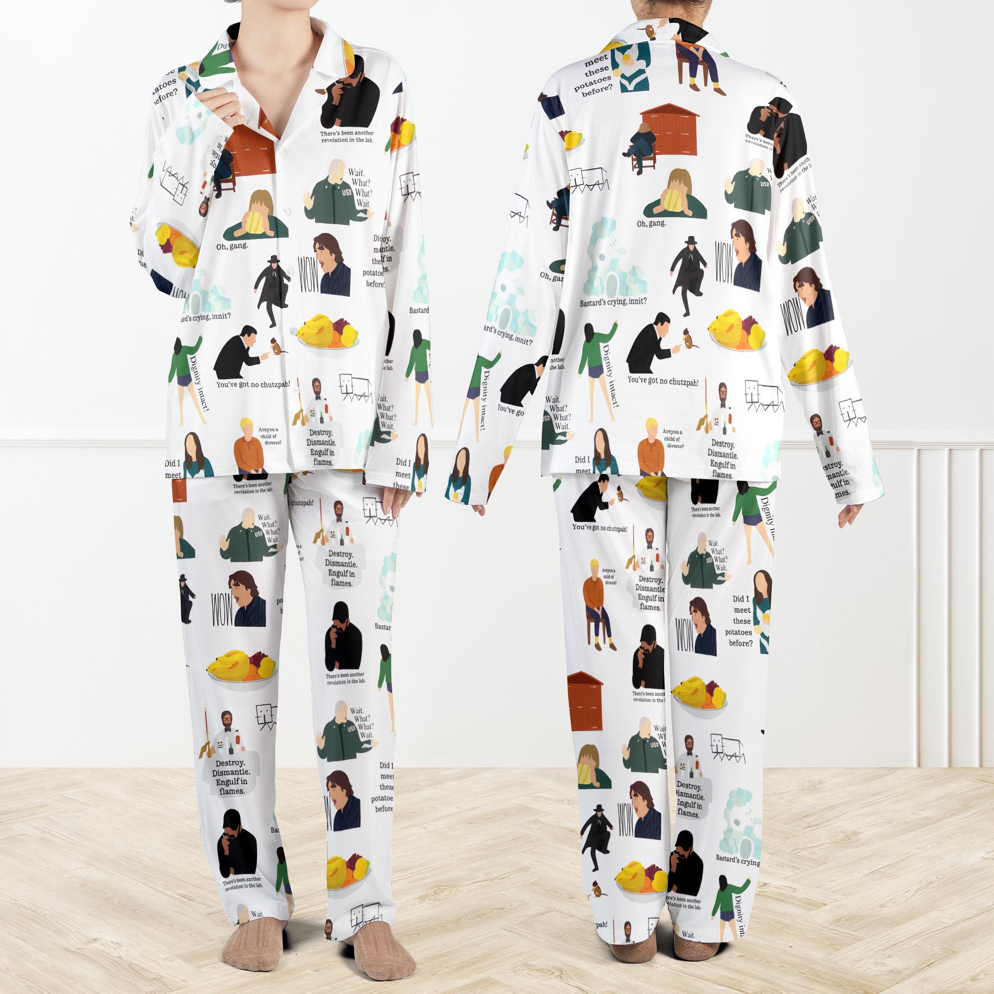 Taskmaster Moments Silky Pajama Set For Women And Kids, Funny Quote Sleepwear for Adults, British Comedy PJs, TV Show Gift, Cozy Pjs