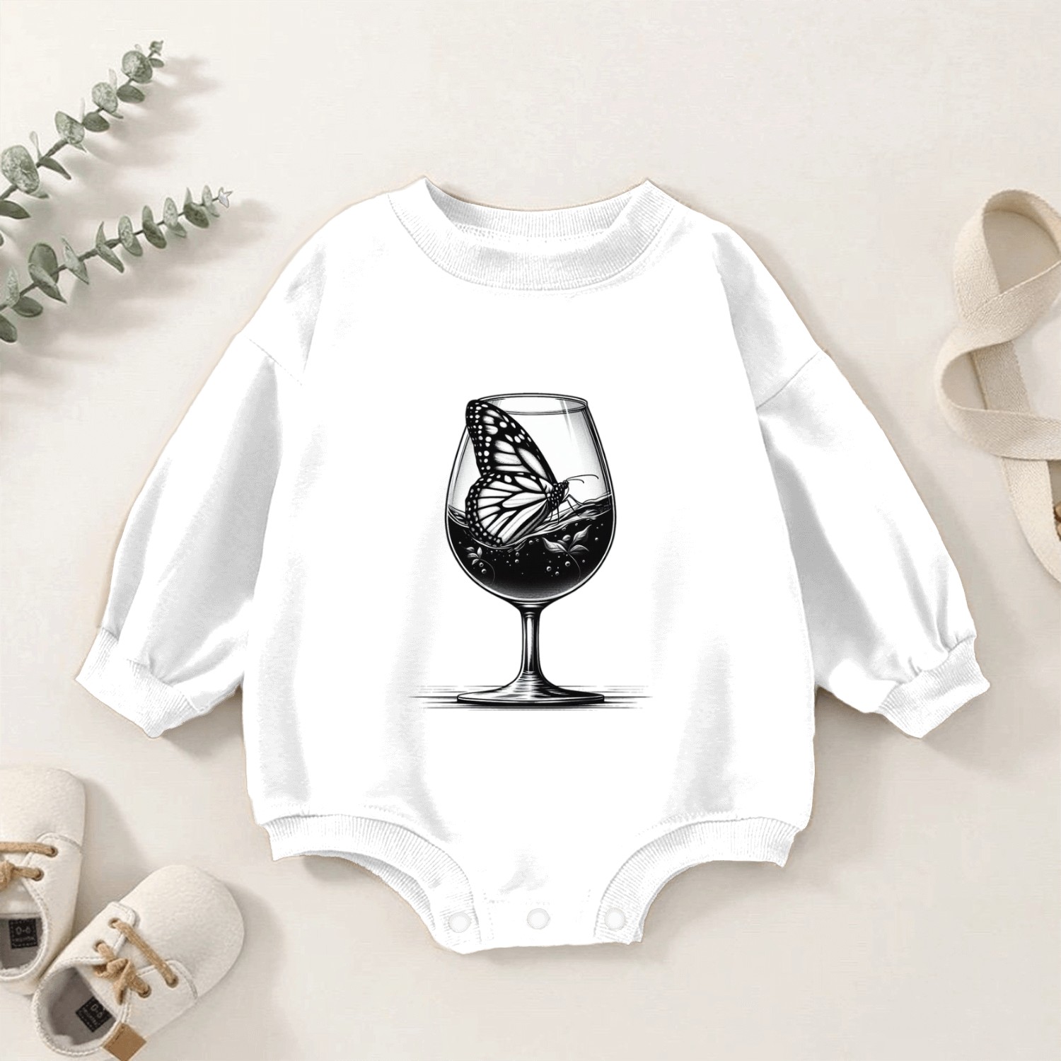 Butterfly in a Wine Glass Baby Romper Sweatshirts