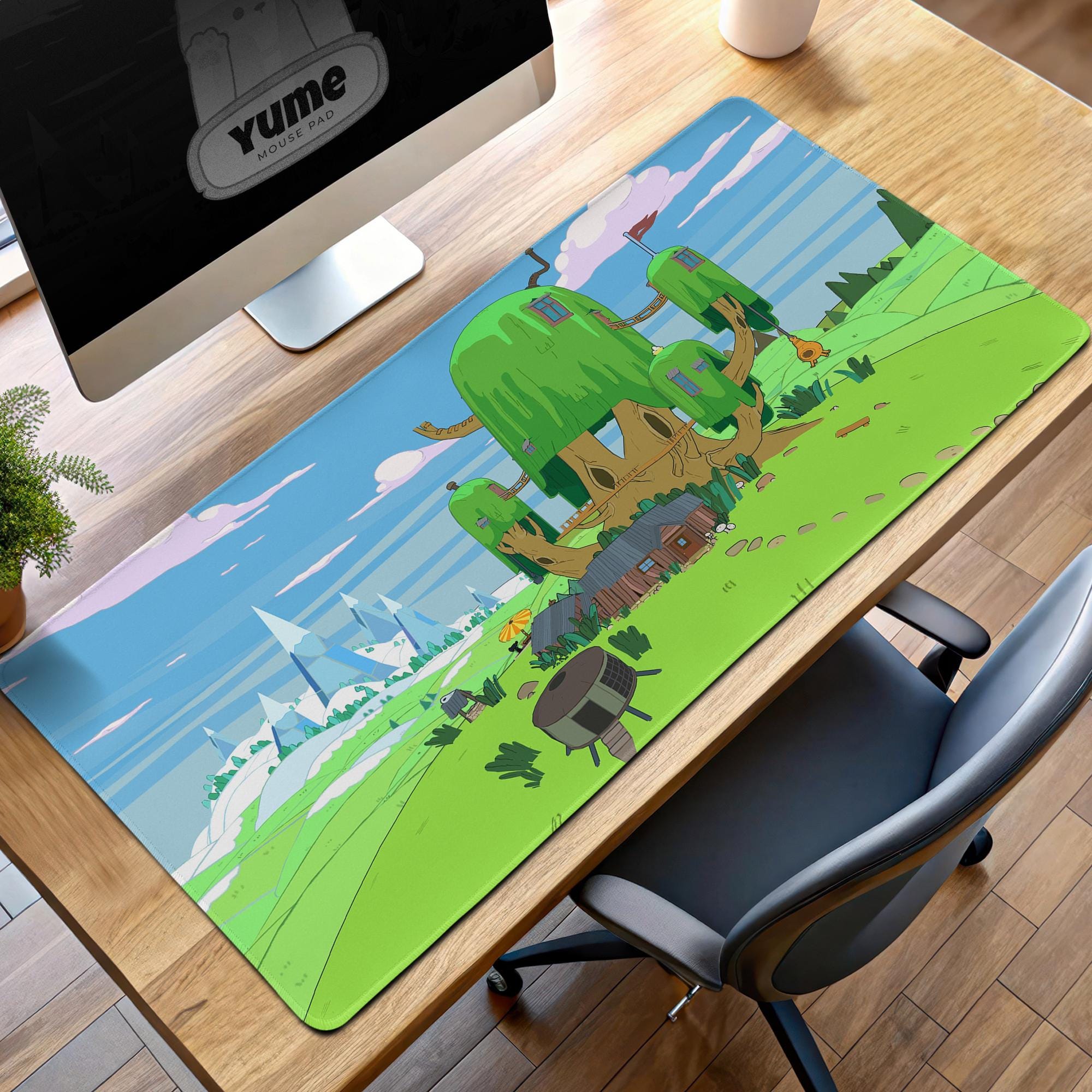 Adventure Time Tree Fort Mouse Pad Finn & Jakes Home, Ice Kingdom View, Cartoon Desk Mat