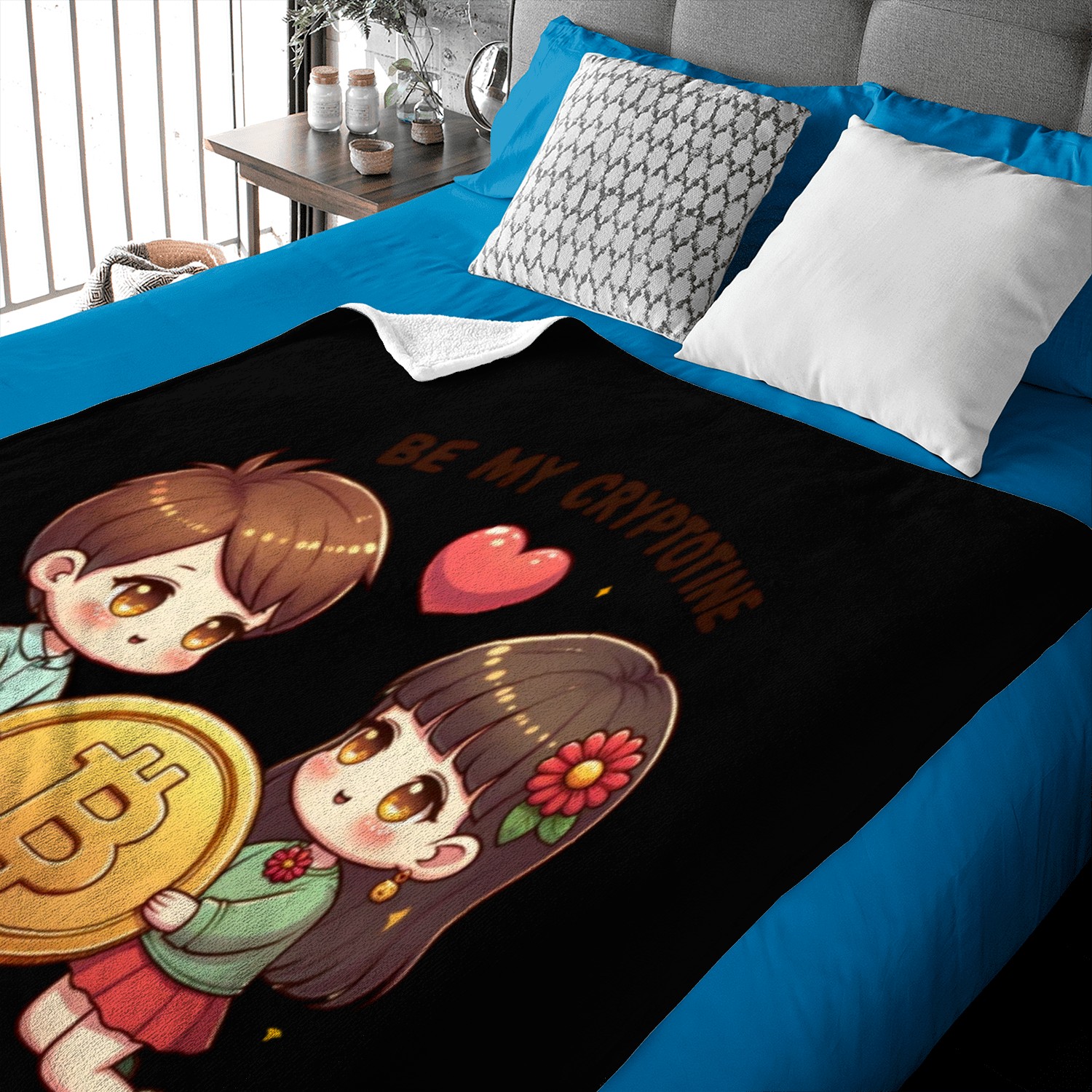 Be My Cryptotine: Adorable Bitcoin Couple Baby Blankets