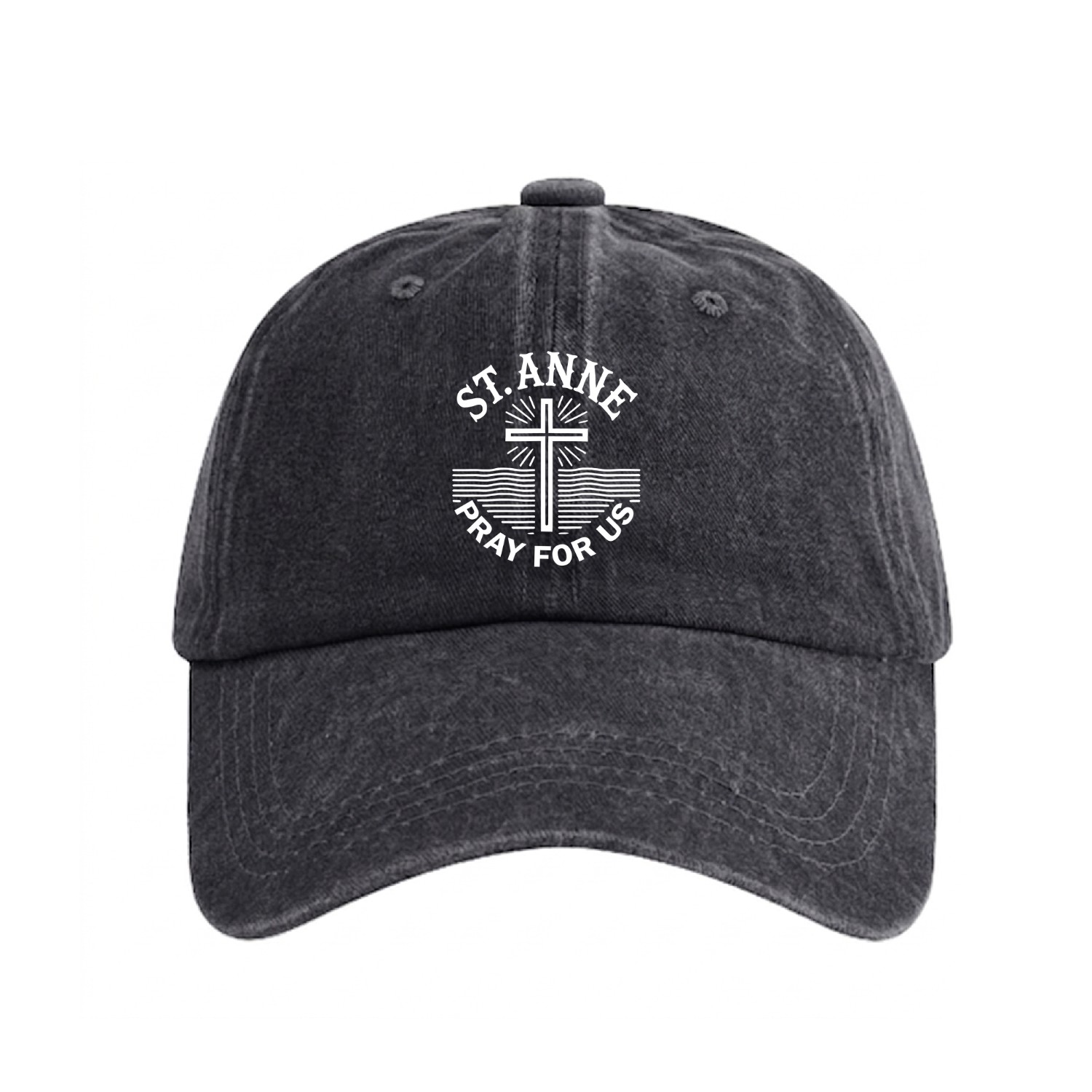 St. Anne Pray for Us Catholic Saint Washed Denim Baseball Caps