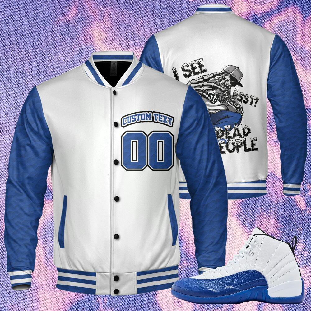 Blueberry Unisex Jacket, Skull Whisper Varsity Custom