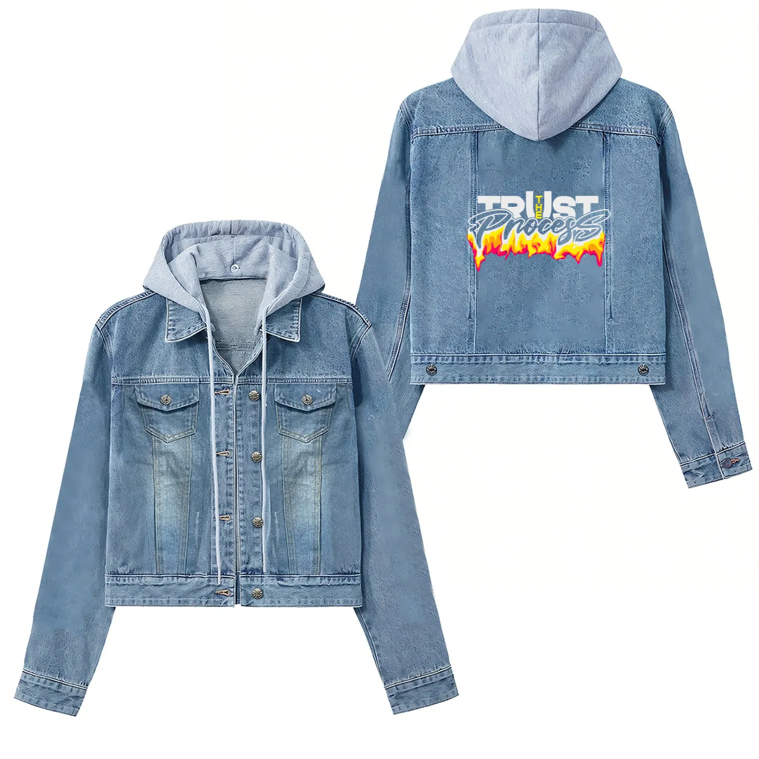 Trust the process typography design Women's Denim Jackets