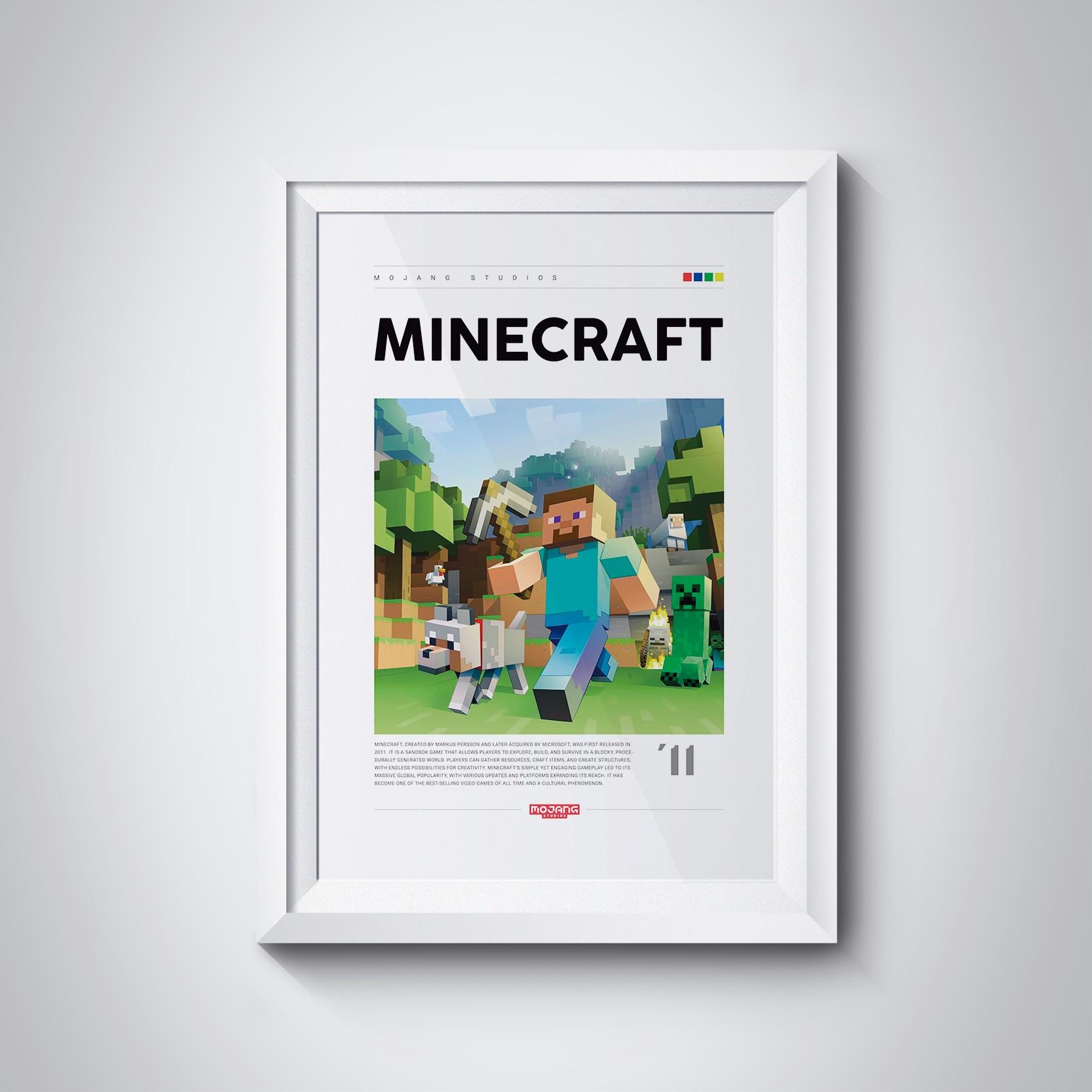 Minecraft Poster, Video Games Print, Gaming Room Poster, Classic Arcade Game Illustration, Gaming Wall Poster, Video Games Poster