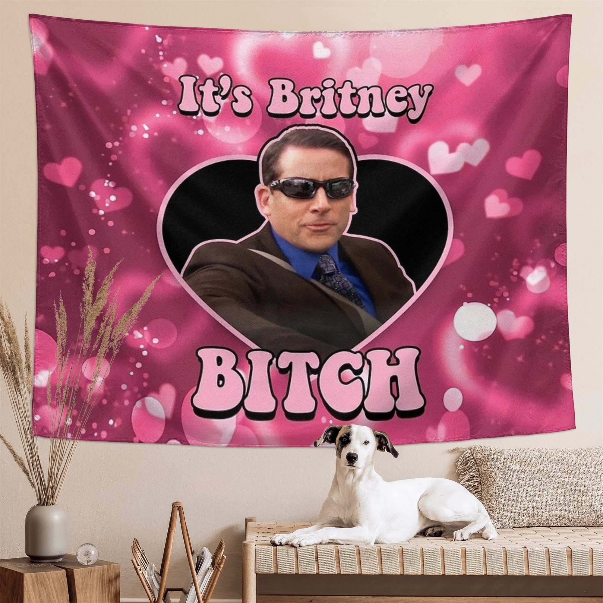 Funny Meme Tapestries, Michael Scott It's Britney Bitch Tapestry
