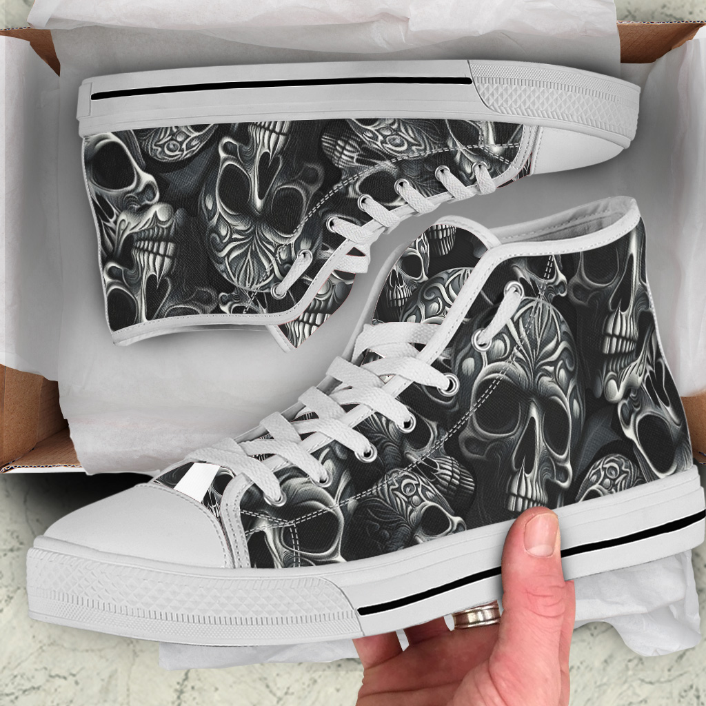 Men's High Top Sneakers with Skulls
