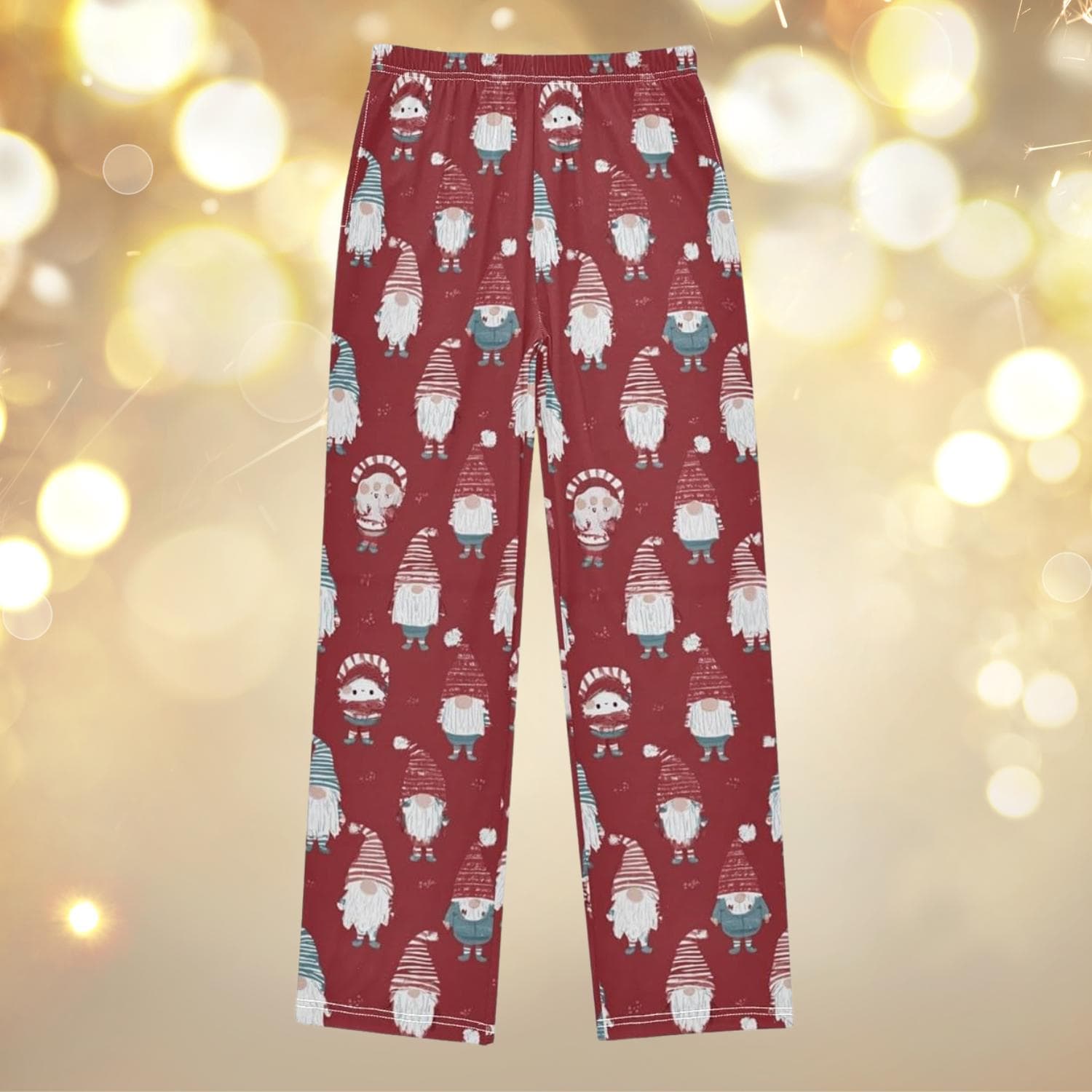 Christmas Gnome Pajama Pants, Red Holiday Loungewear Gift, Kawaii Gift for Her, Xmas Gifts