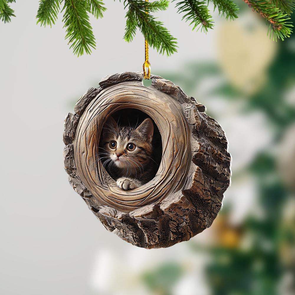 Cat 2D Flat Ornament, Cat Christmas Ornament, Cat Hanging Ornament, Cat Lovers Holiday Gift