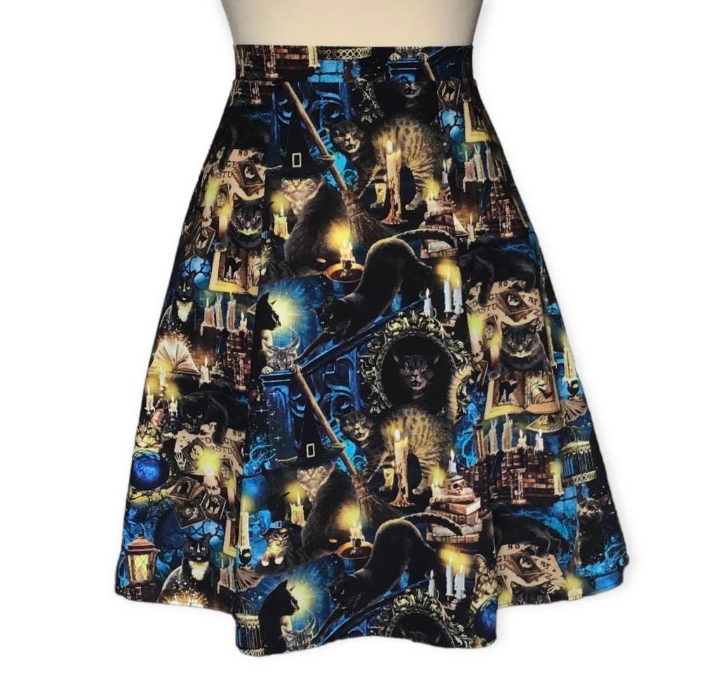 Alternative/Spooky Black Cat/Halloween Themed Skirt