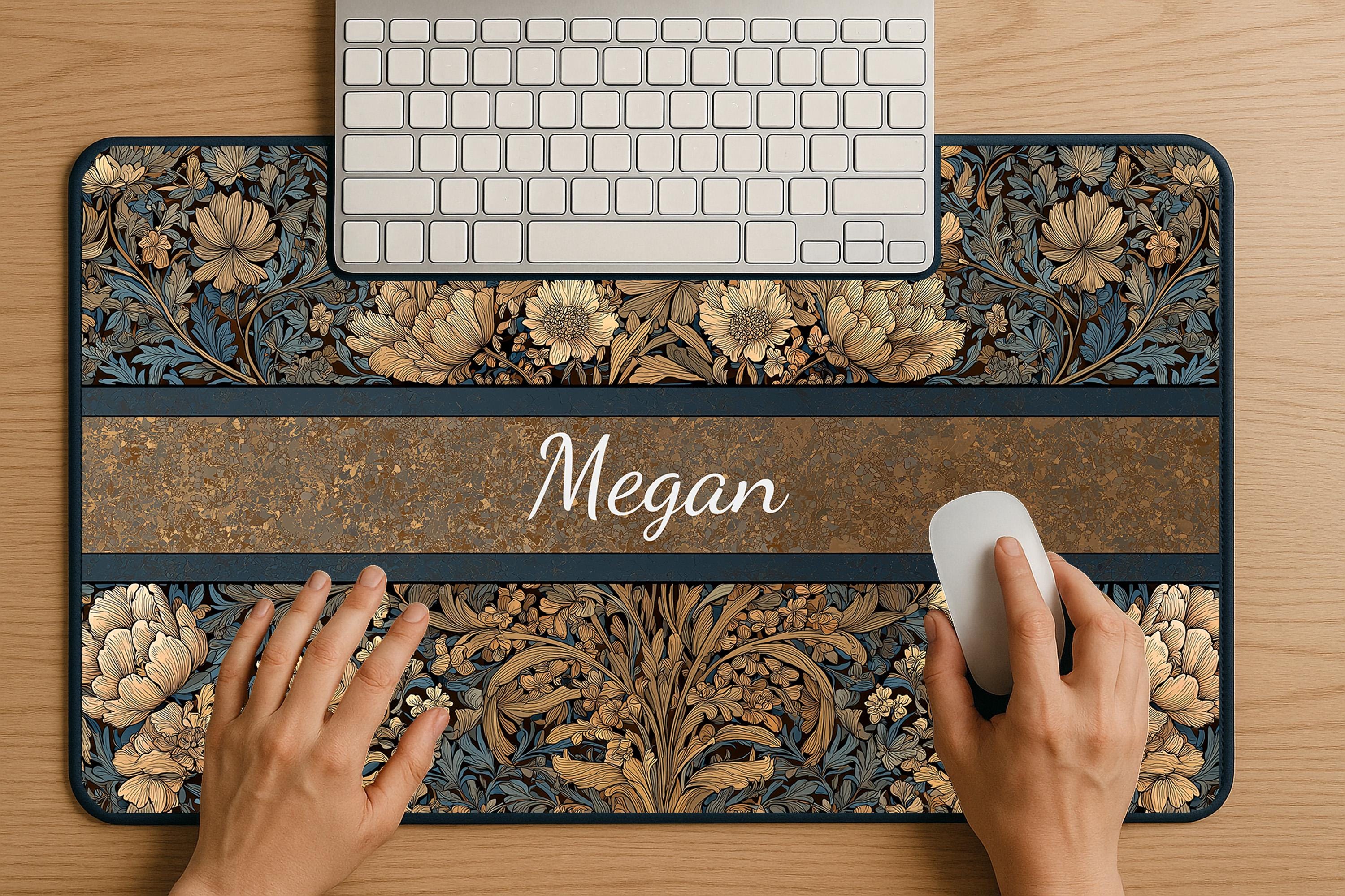 Dark Aesthetic William Morris Personalized Desk Mat Oversized Mousepad for Her