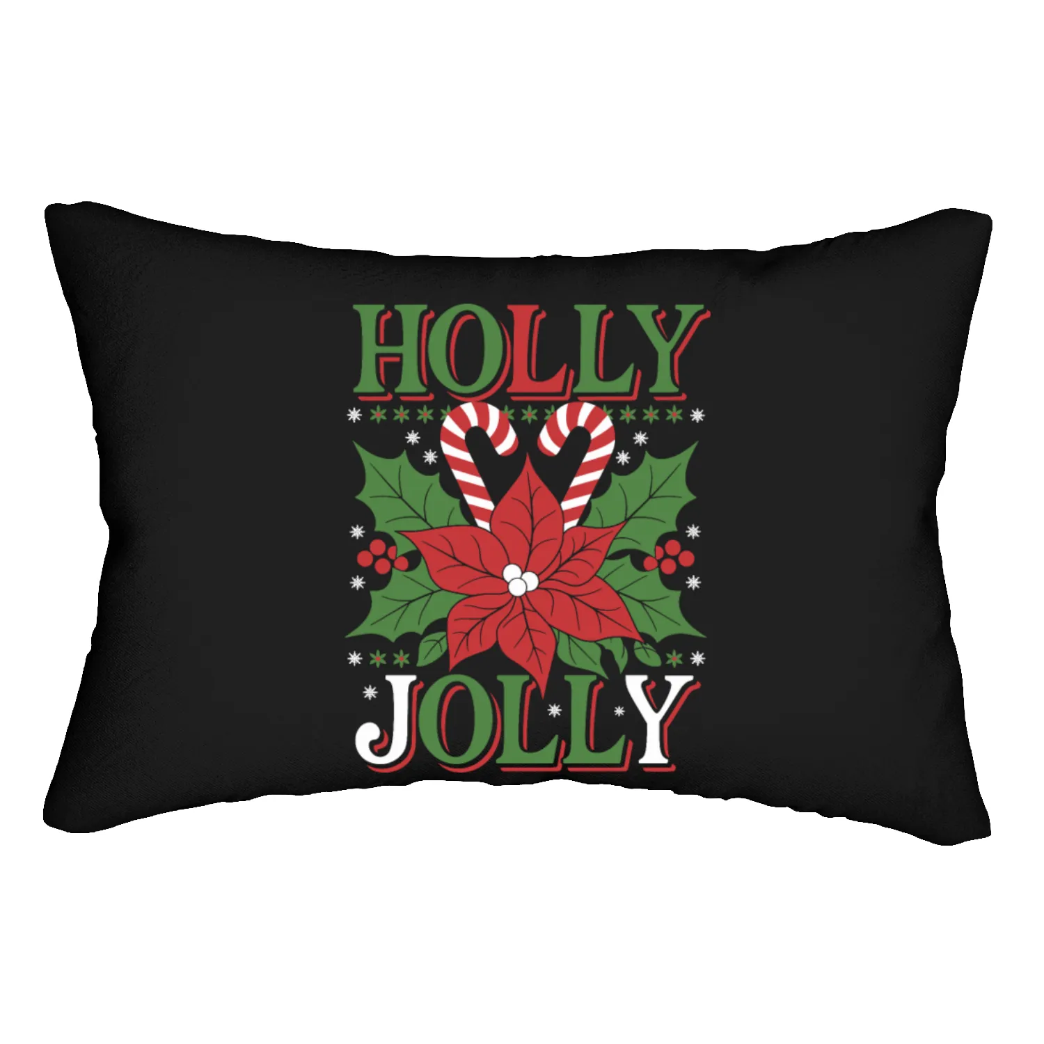 holly jolly Lumbar Pillows